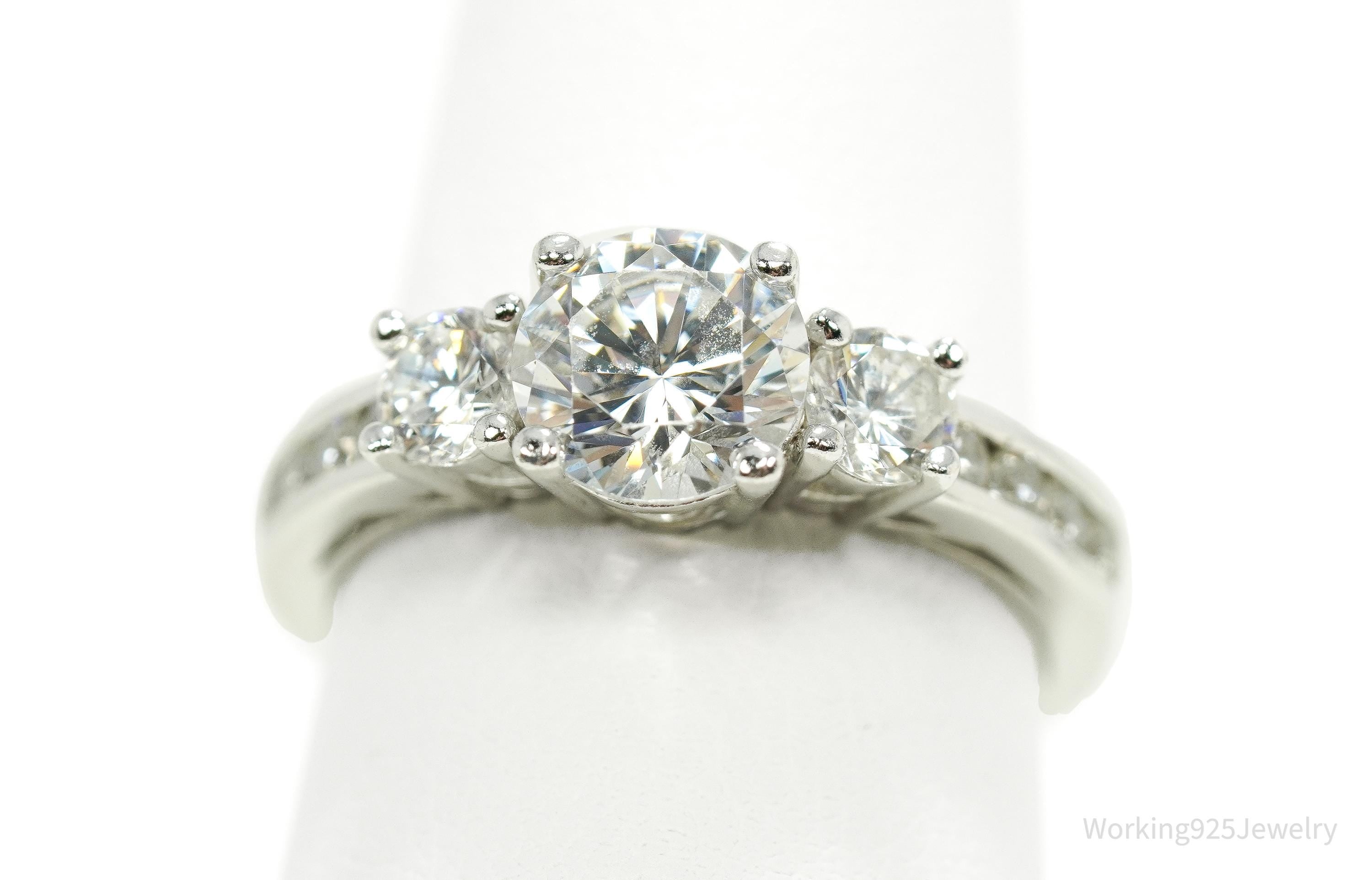 Vintage Designer SW Cubic Zirconia Sterling Silver Ring - Size 7