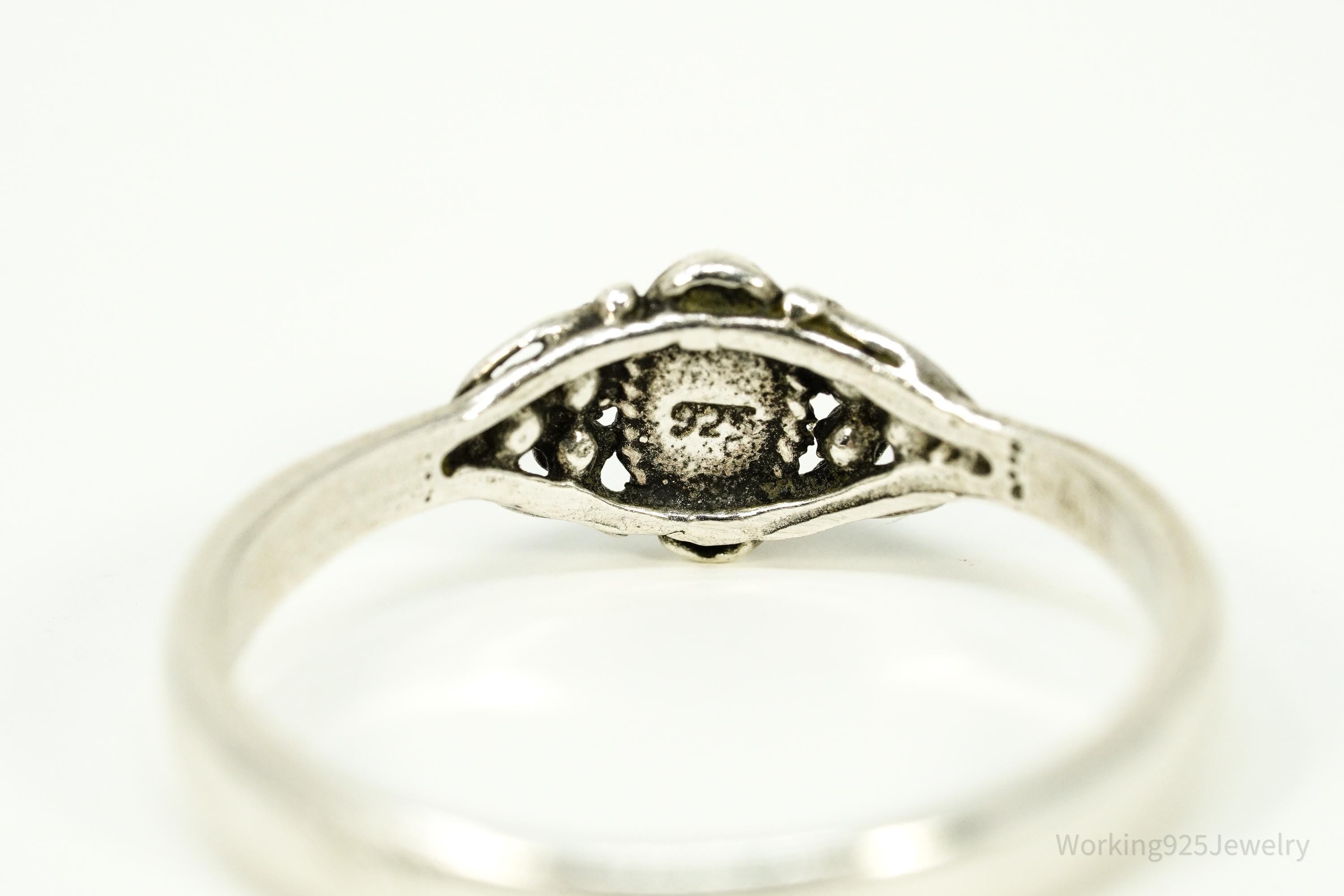 Vintage Black Onyx Sterling Silver Ring - Size 7.75