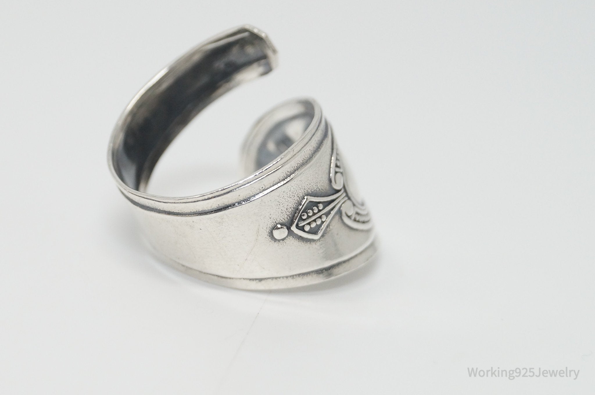 Vintage Sterling Silver Spoon Wrap Ring - Size 10.5 - Adjustable