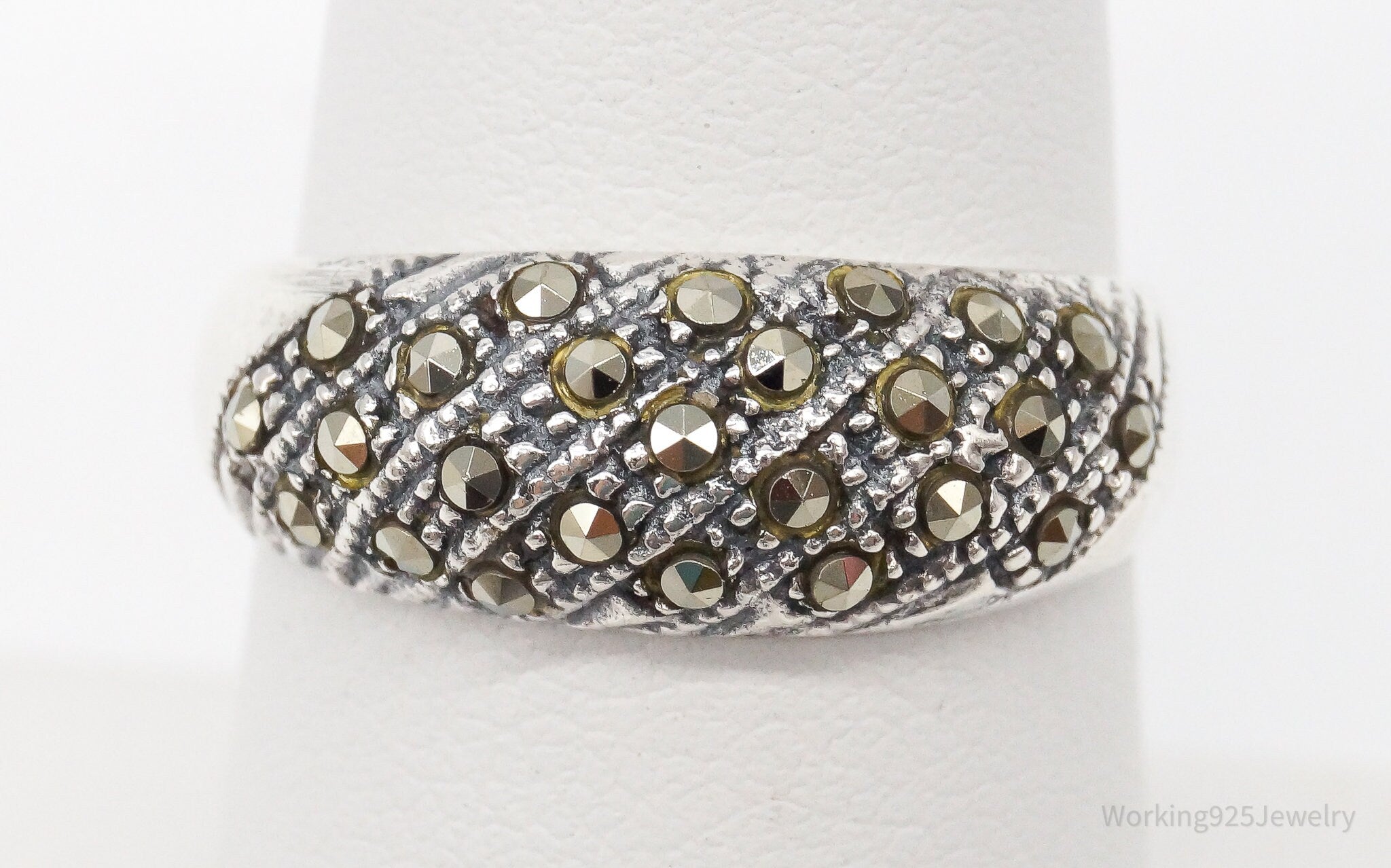 Vintage Marcasite Sterling Silver Ring Size 7