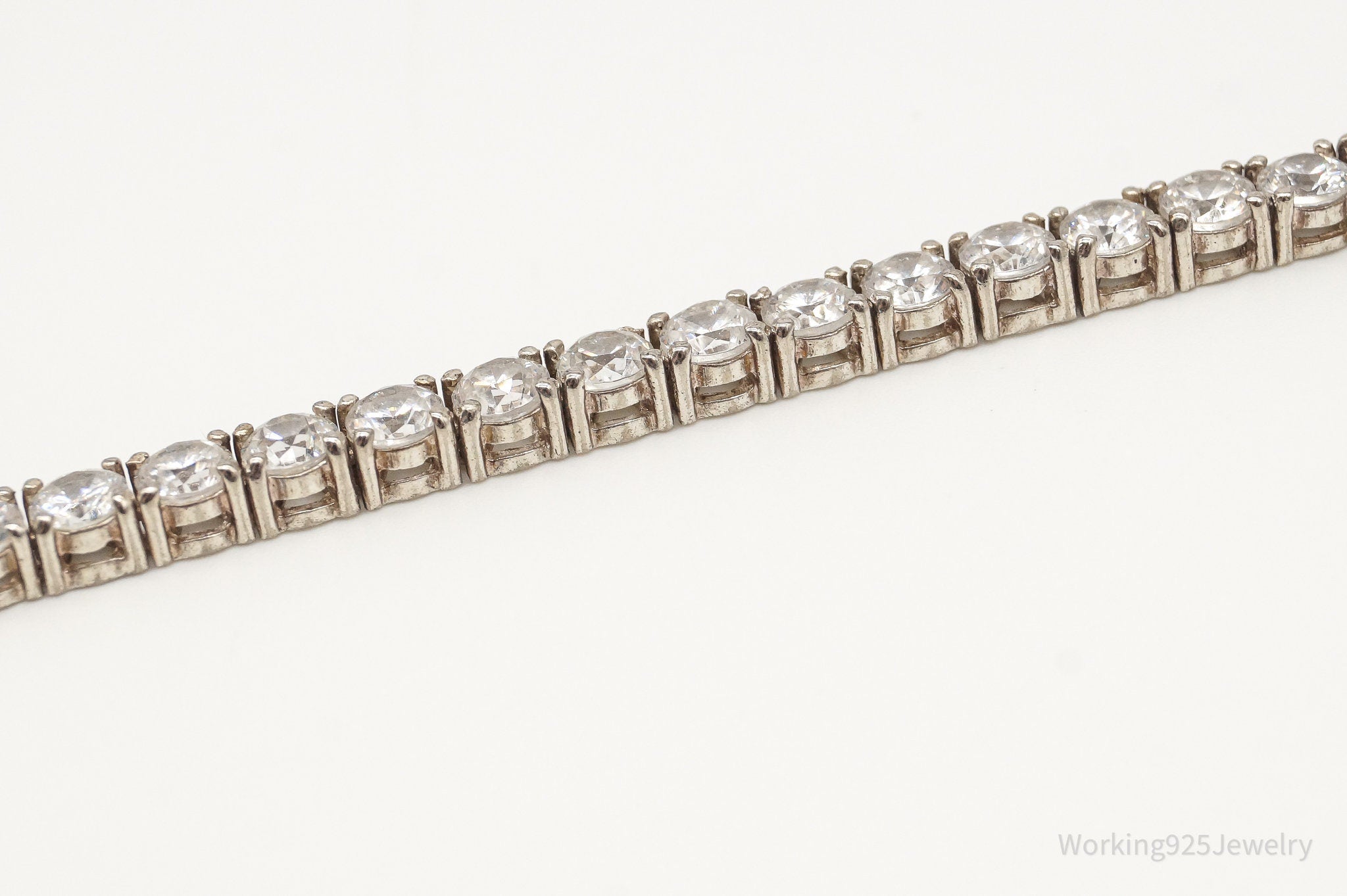 Vintage Seta Cubic Zirconia Sterling Silver Tennis Bracelet