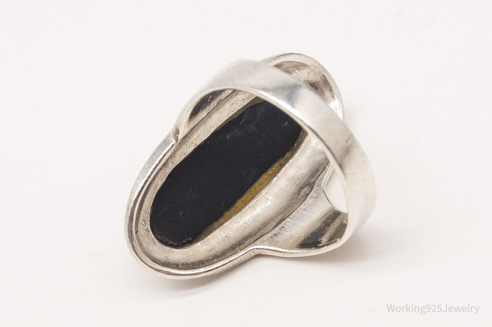 Vintage Black Onyx Sterling Silver Ring - Size 6.75