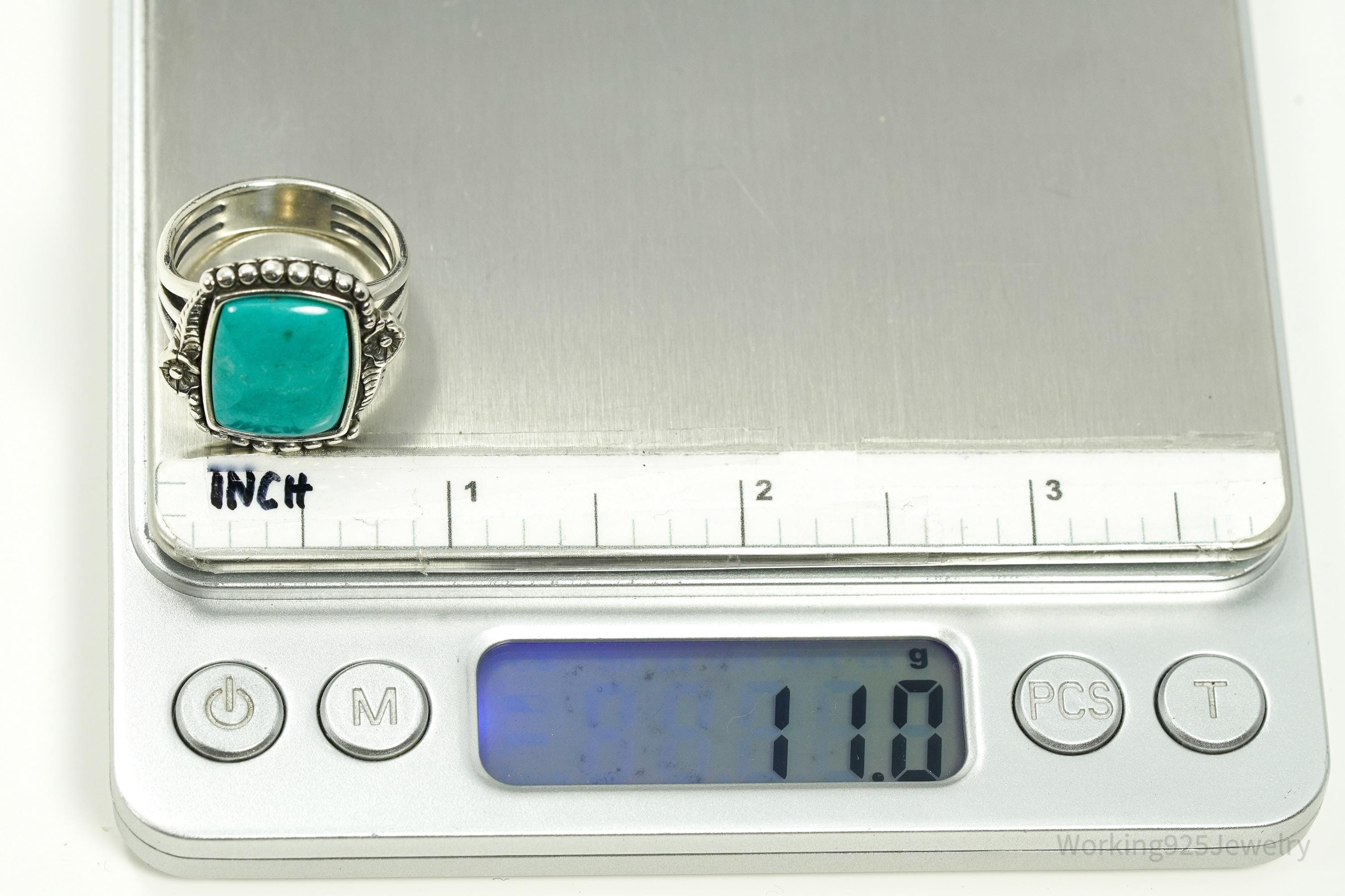 Vintage Native WJ Waldeck Johnson Turquoise Sterling Silver Ring Size 9