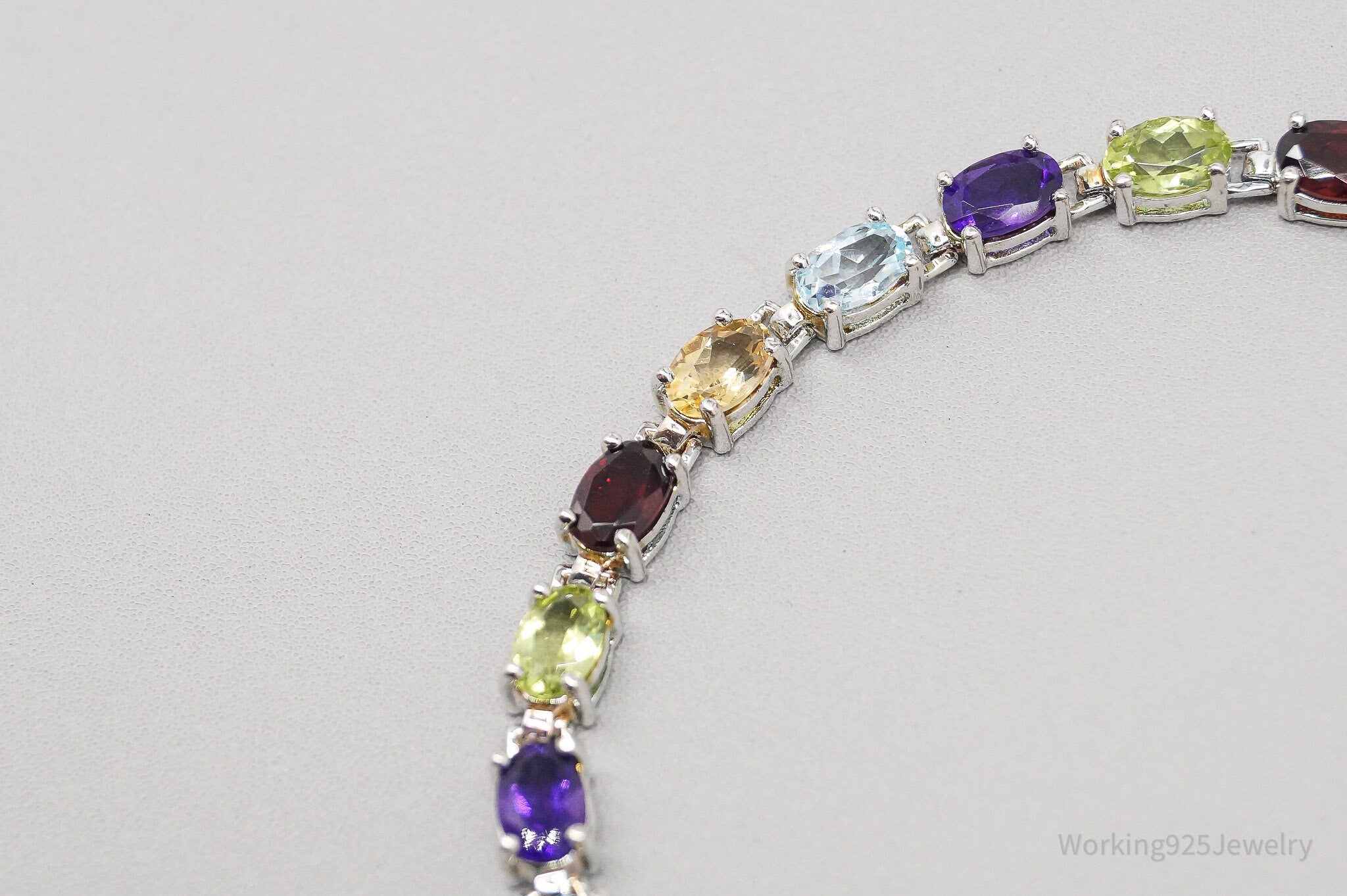 Vintage Designer Ross Simons Multi Gemstone Sterling Silver Bracelet