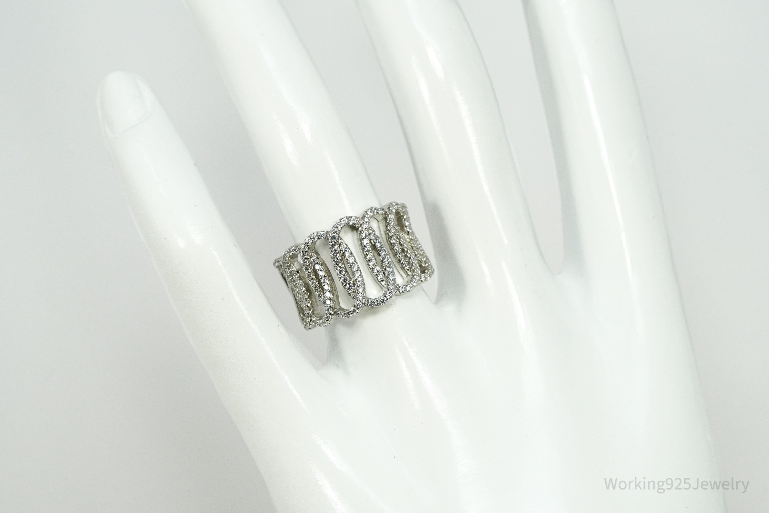 Vintage Cubic Zirconia Sterling Silver Ring - Size 6