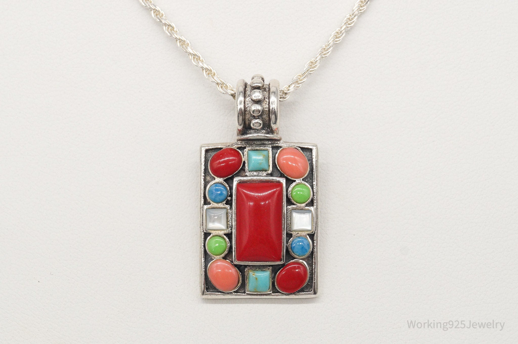 Vintage Multi Gem Sterling Silver Necklace