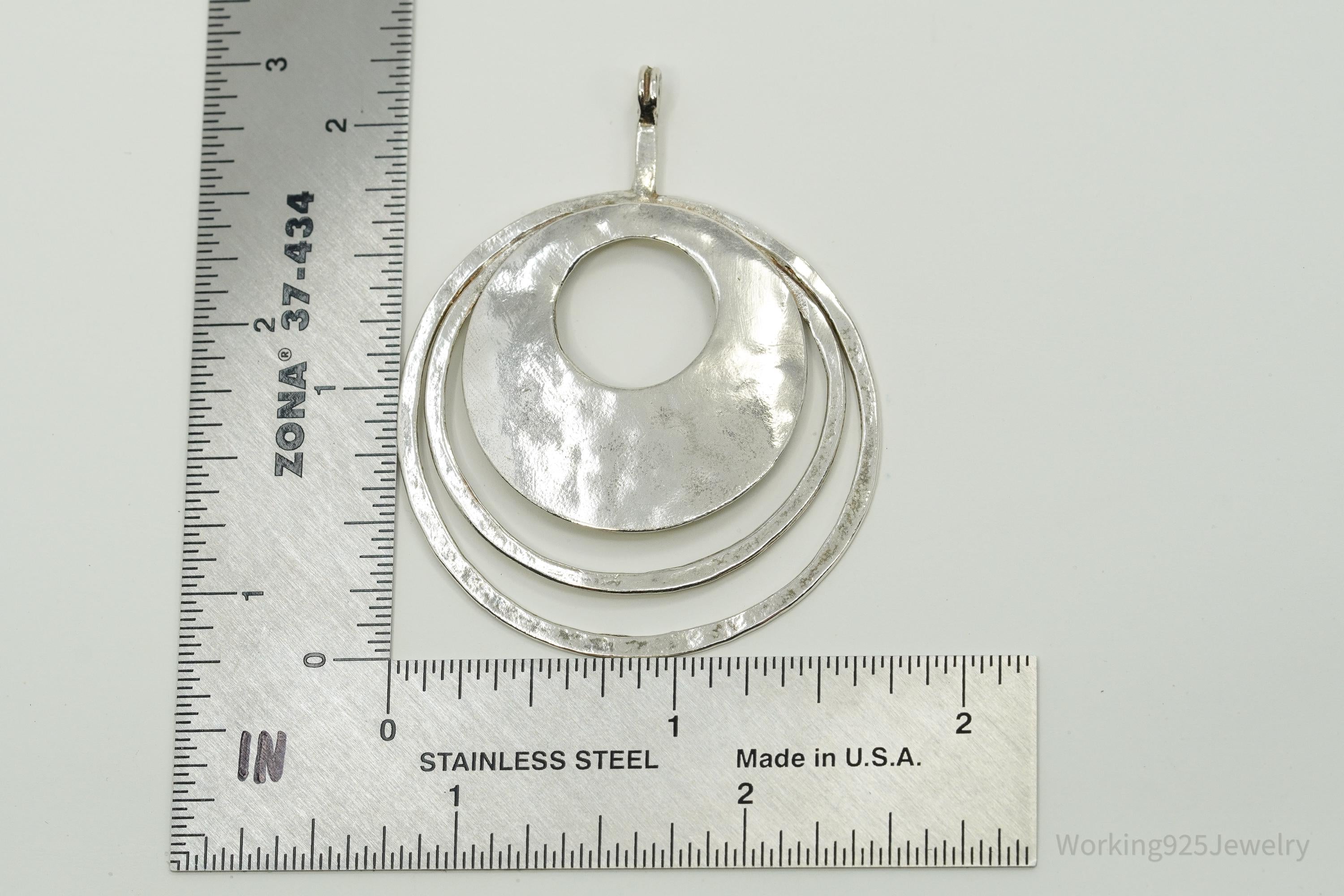 Silpada Retired "Perspectiva" Hammered Rings Sterling Silver Necklace Pendant