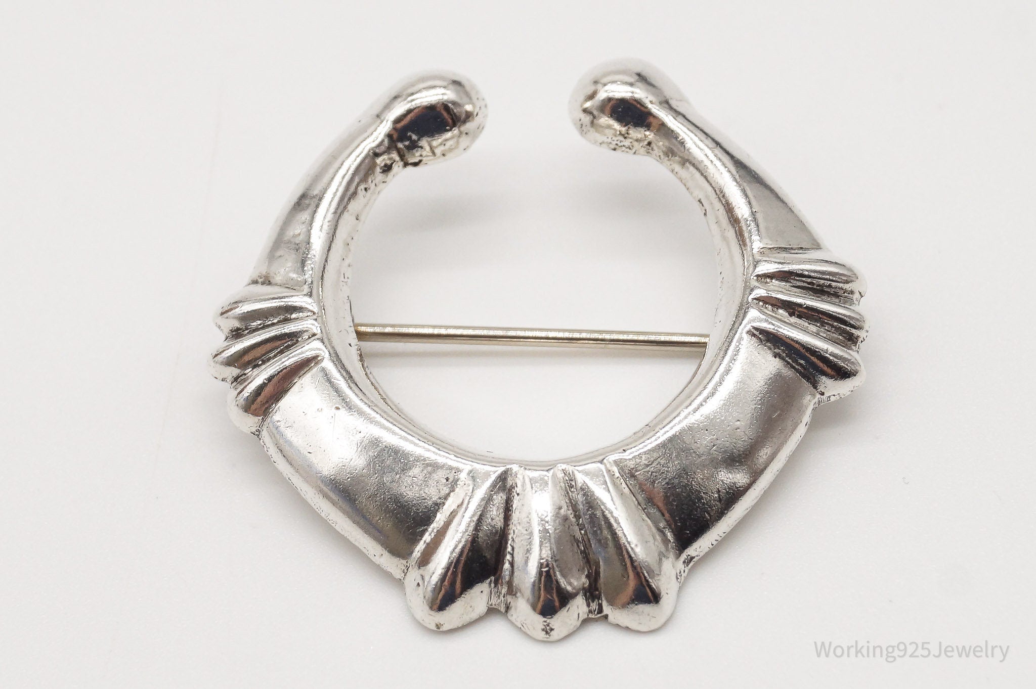 Vintage Handmade Native American Naja Silver Brooch Pin