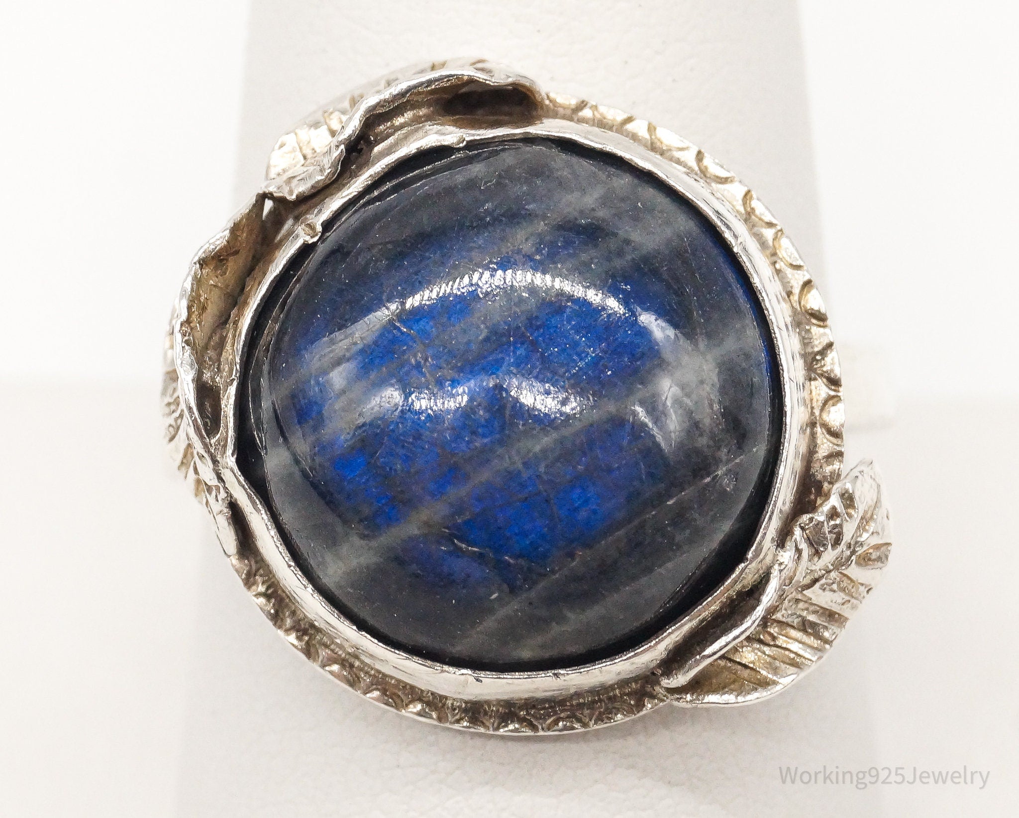 Vintage Large Labradorite Silver Ring - Size 9