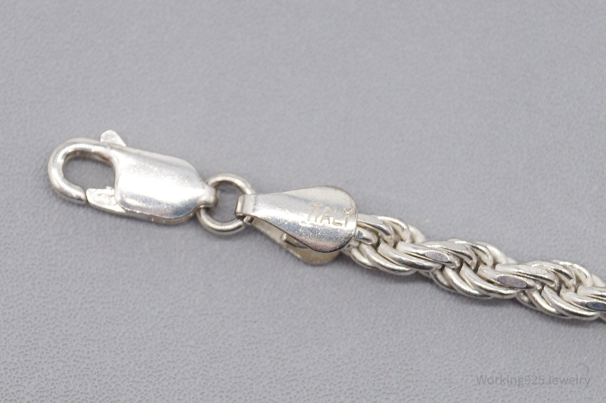 Vintage Italian Rope Chain Sterling Silver Bracelet