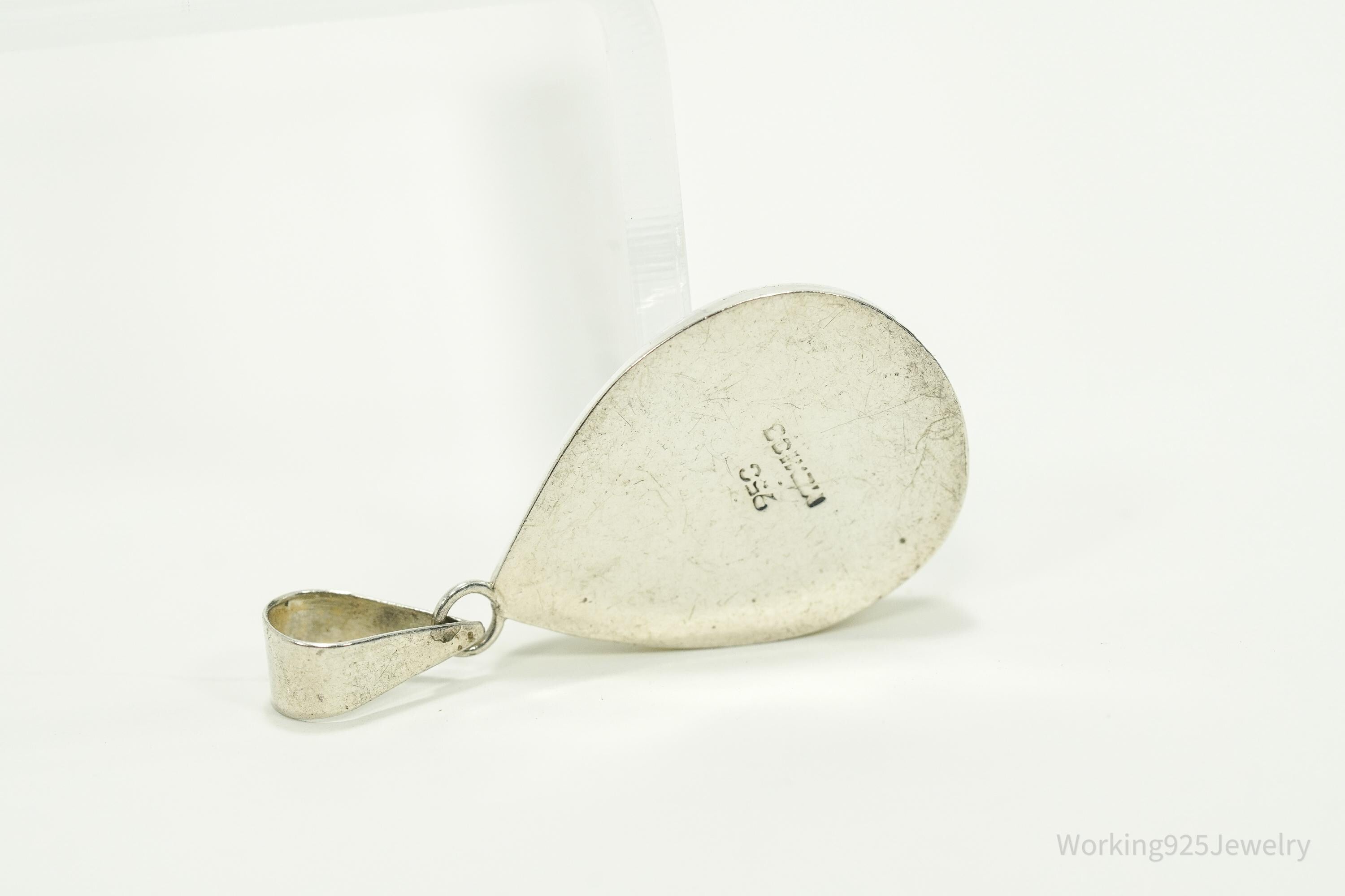 Vintage Opal Inlay Mexico 950 Silver Pendant