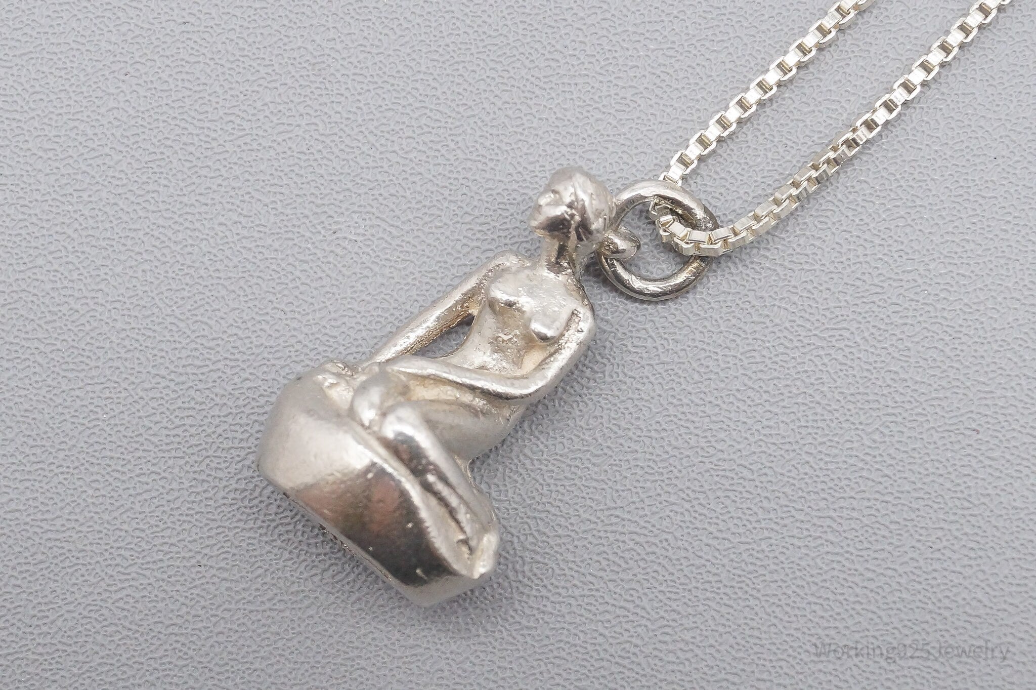 Vintage Denmark Bernard Hertz Lady In The Harbor Sterling Silver Necklace 18"