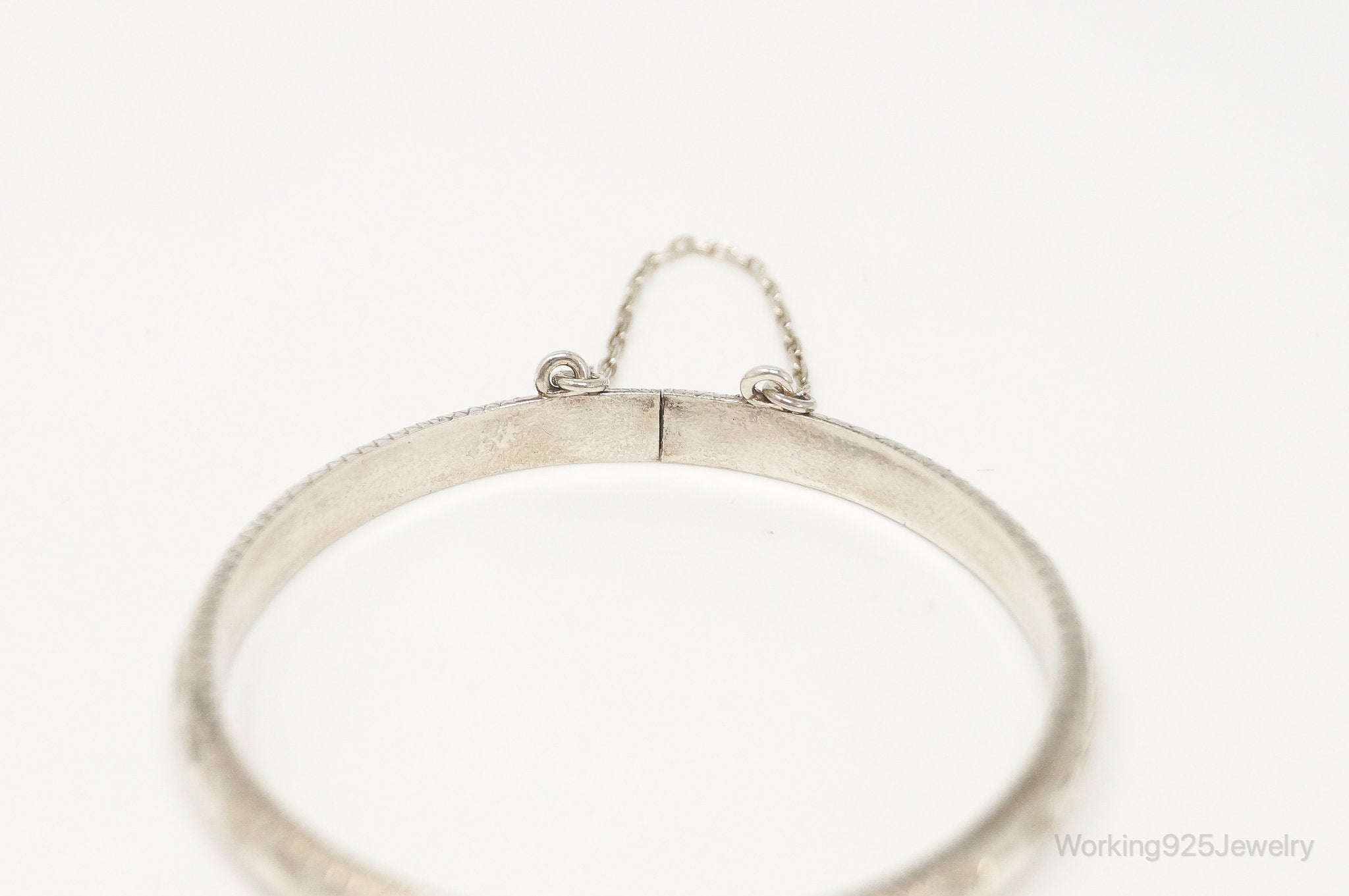 Vintage Etched Sterling Silver Bangle Bracelet