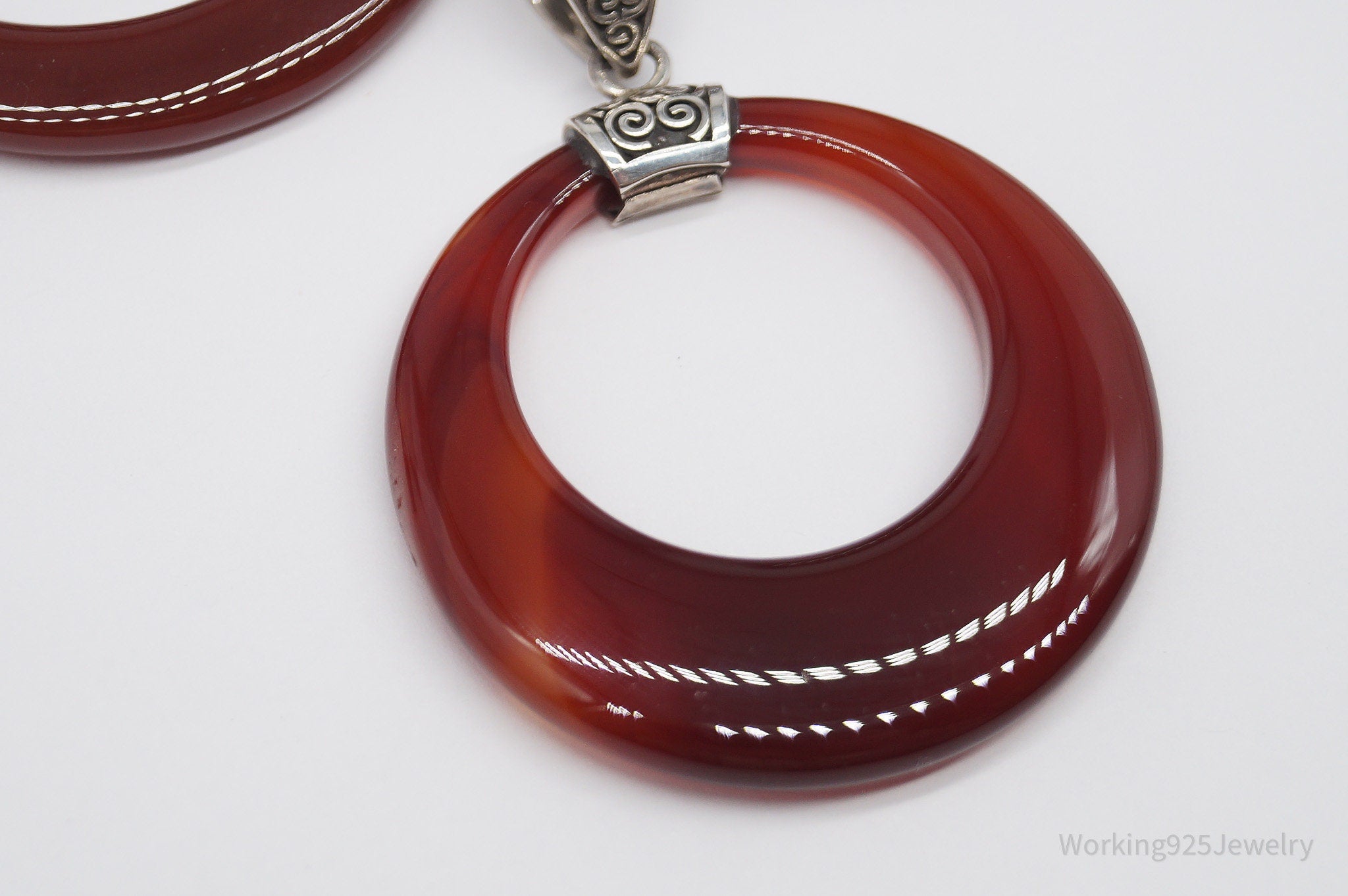 Vintage Carnelian Sterling Silver Earrings & Pendant Set