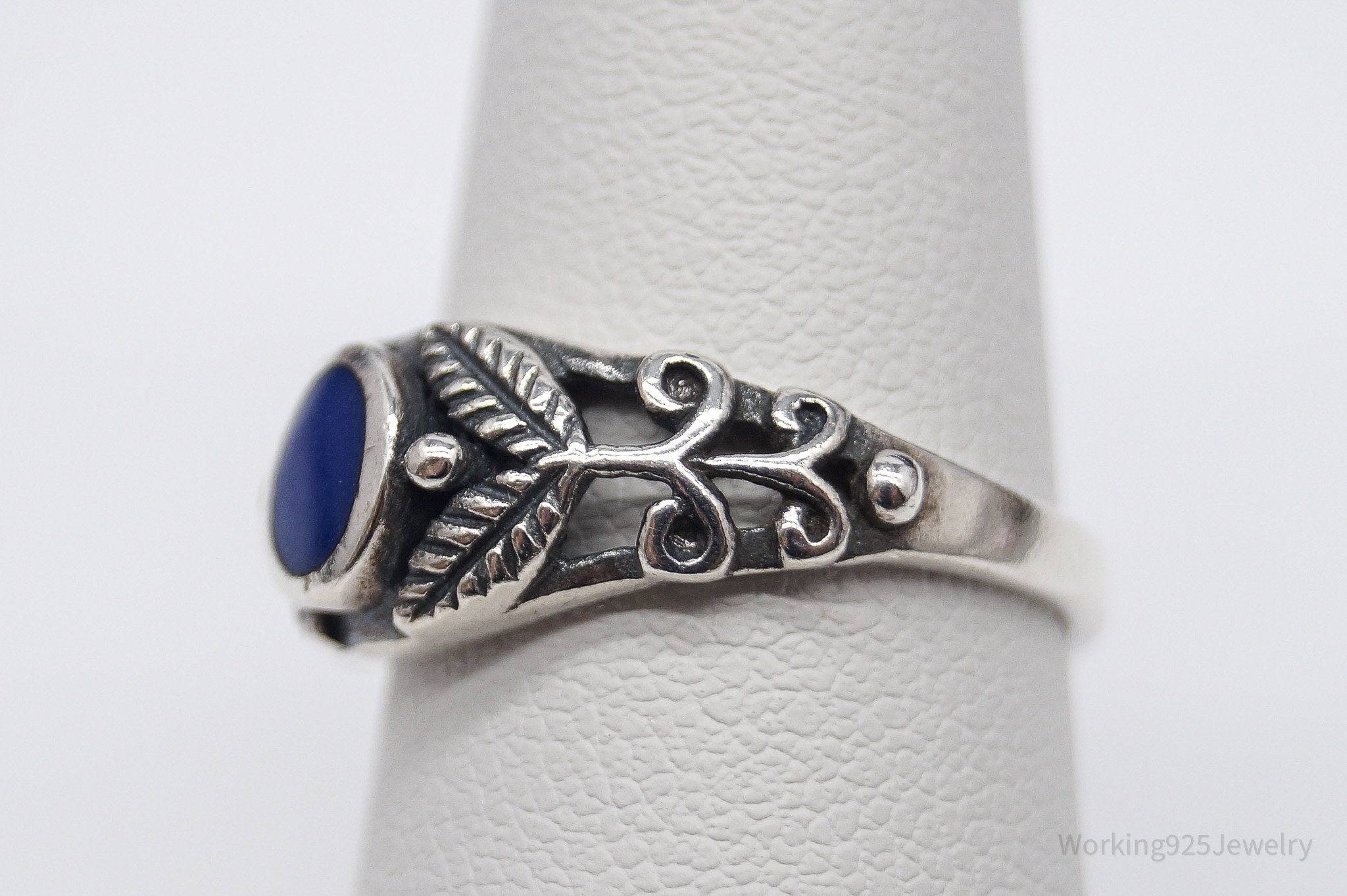 Vintage Lapis Lazuli Sterling Silver Ring - Size 6.75