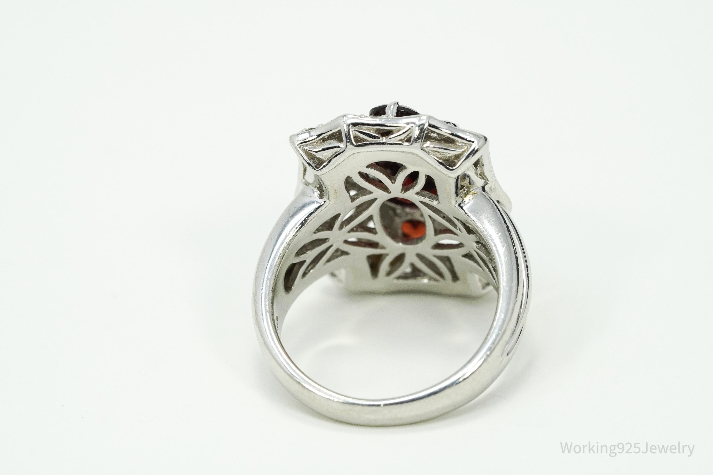 Victoria Wieck Garnet & White Topaz Sterling Silver Ring - Size 6