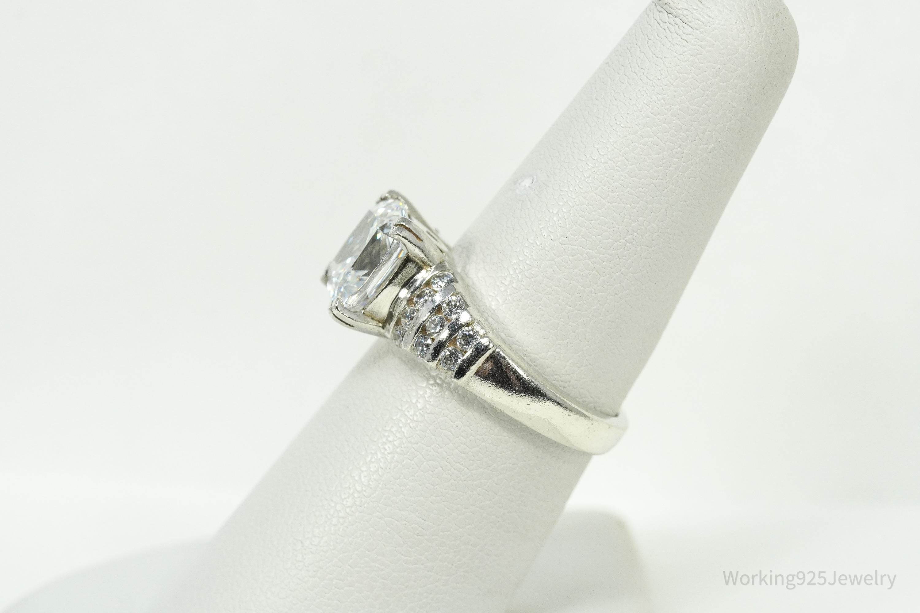 Vintage Diamonique Cubic Zirconia DQCZ Sterling Silver Ring - Size 6.75