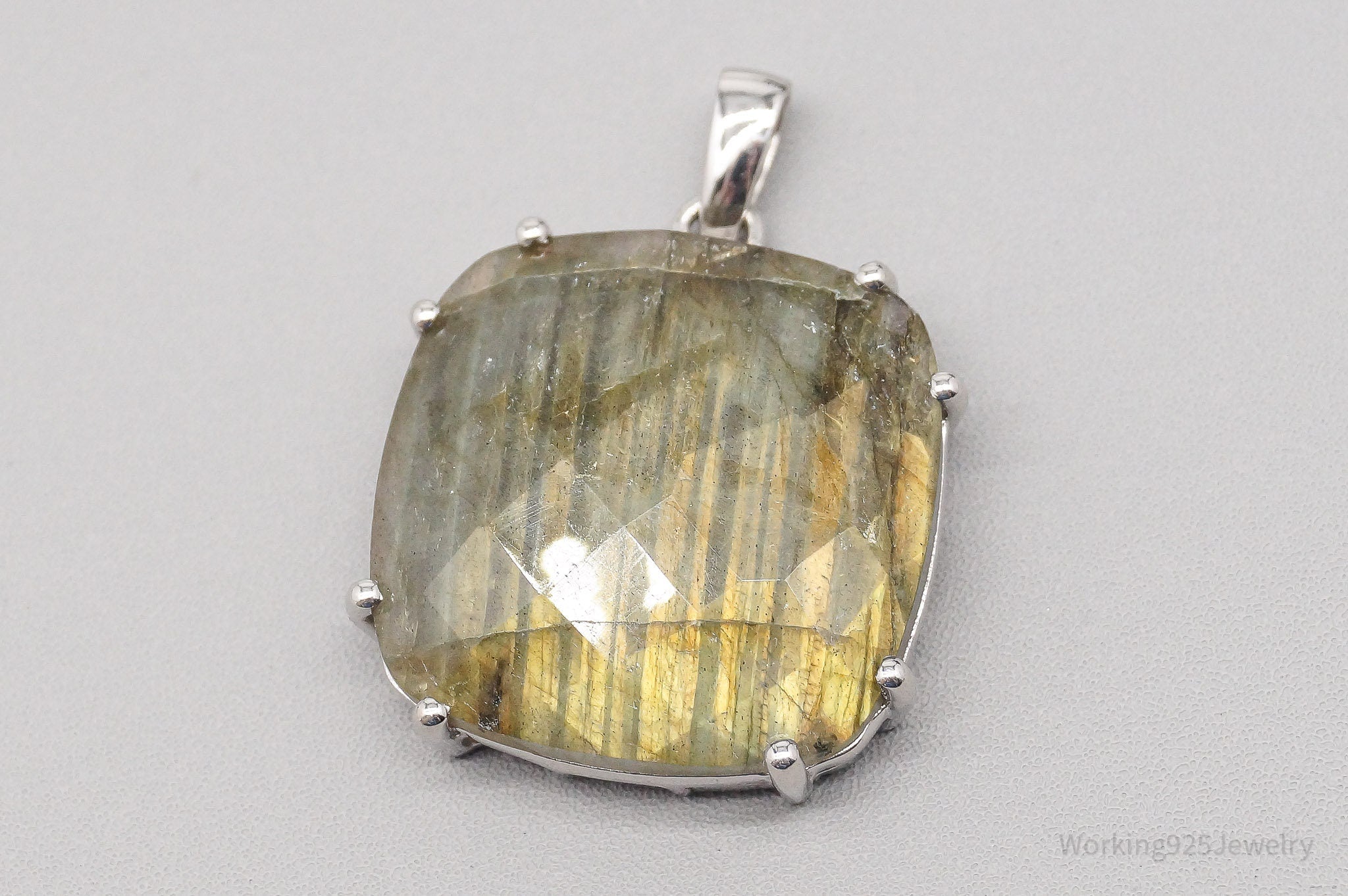 Vintage TGGC Large Labradorite Sterling Silver Necklace Pendant