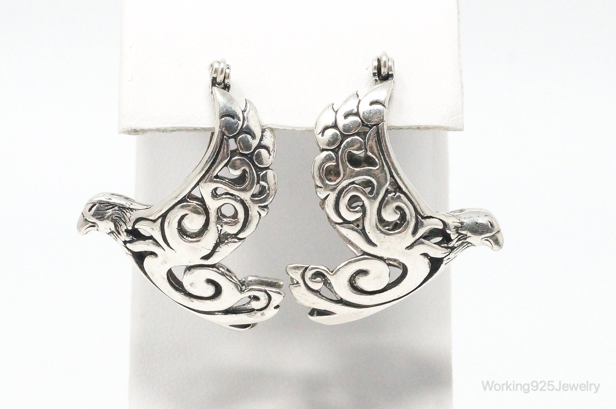 Vintage Native American Shube's Manufacturing Inc Sterling Silver Bird Earrings