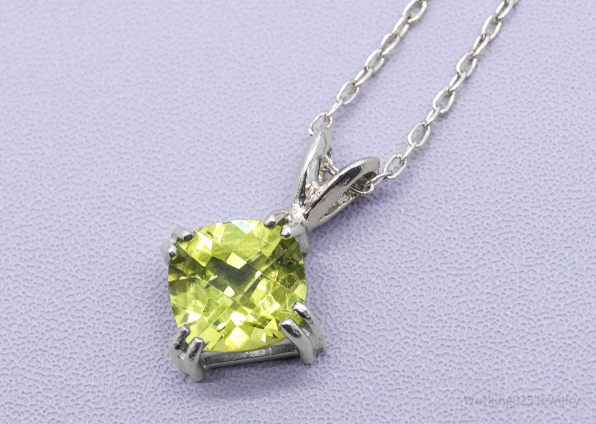 Vintage Peridot Sterling Silver Necklace - 18"