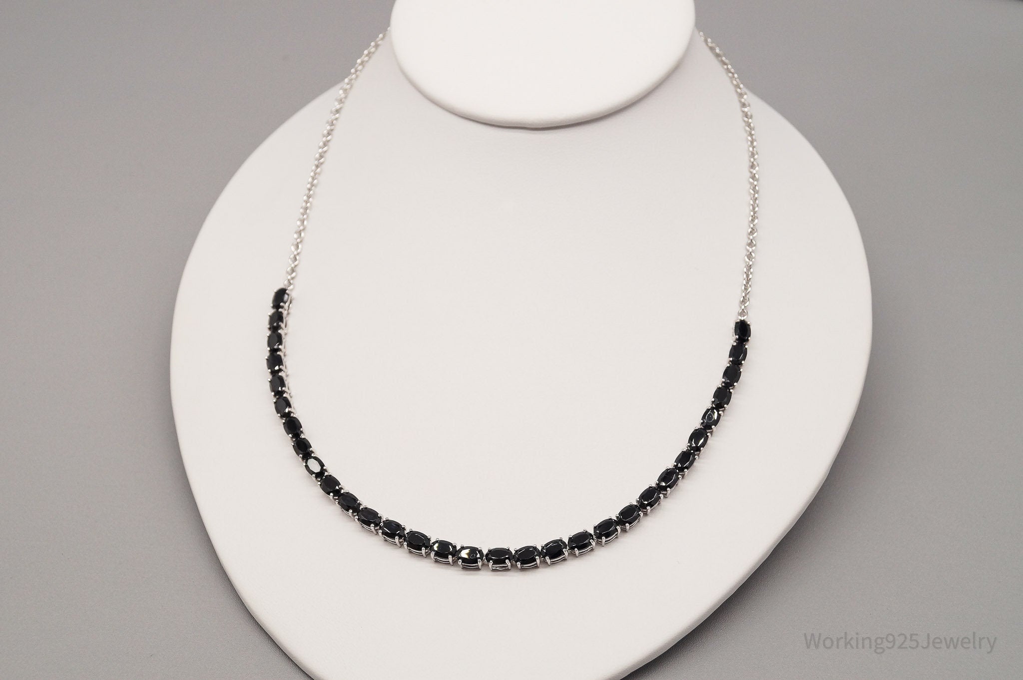 JTV Designer TGGC Black Spinel Sterling Silver Necklace 18"