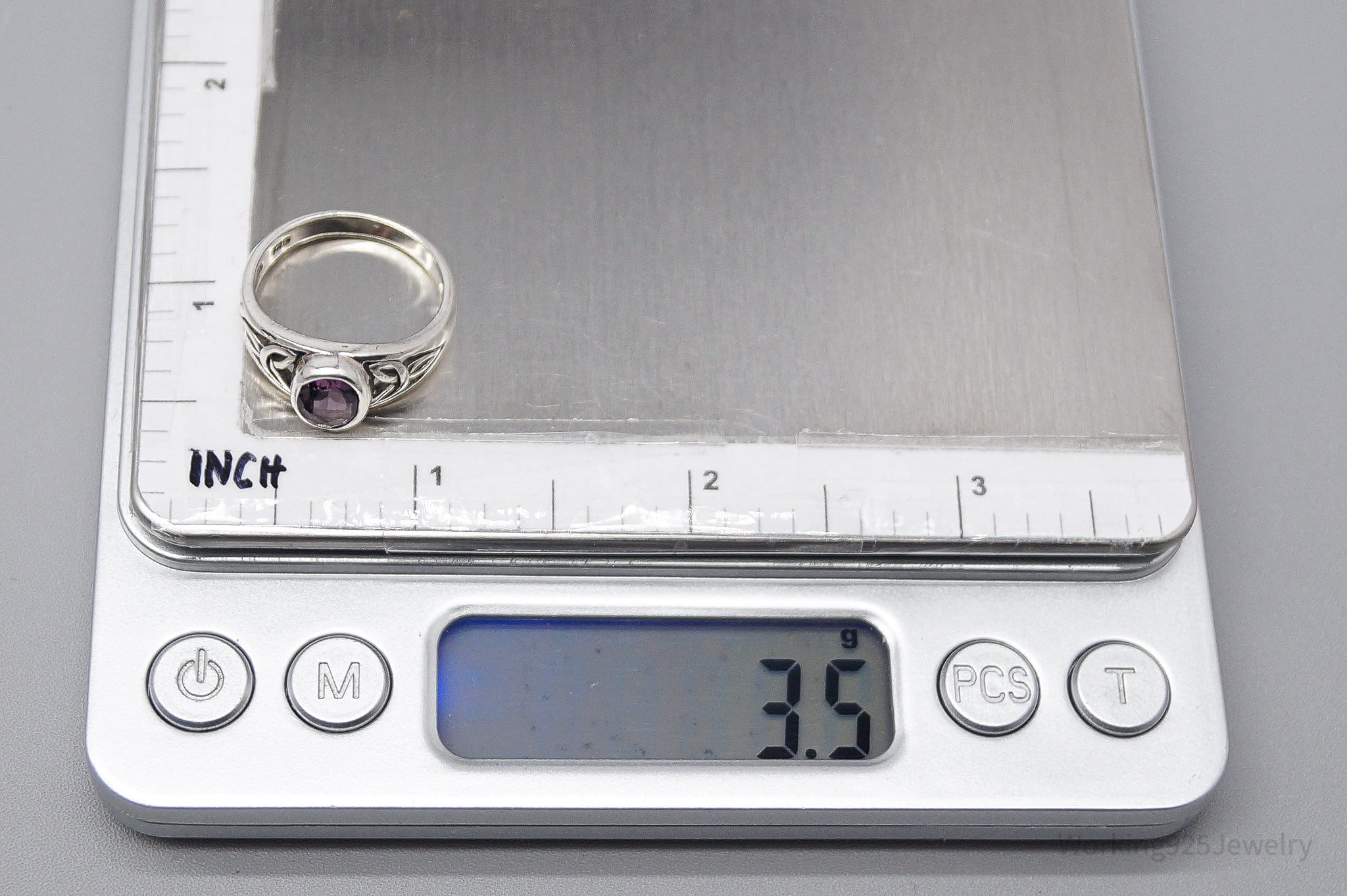 Vintage Amethyst Trinity Celtic Knot Sterling Silver Ring - Size 7