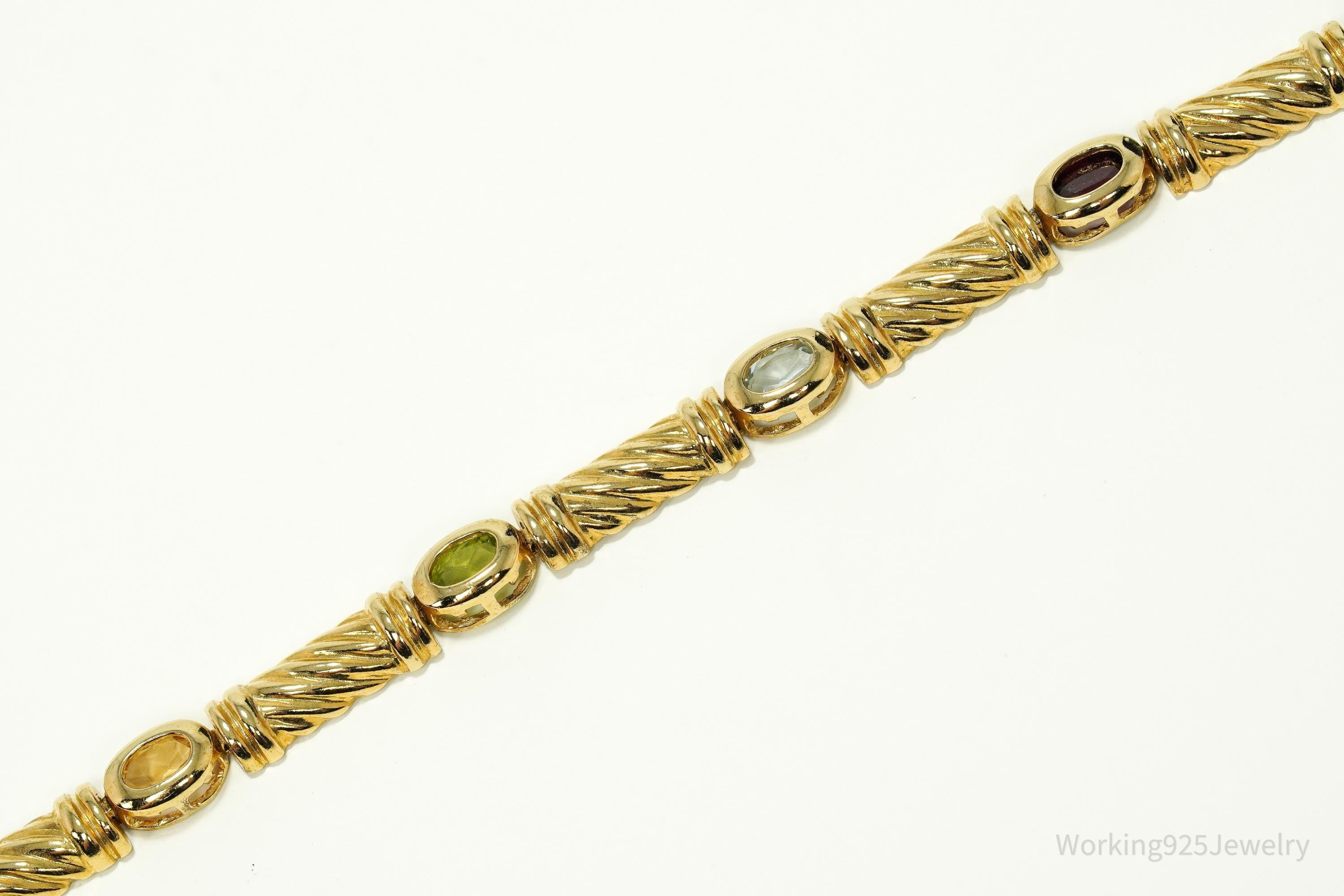 Vintage FAS Multi Gemstone Gold Over Sterling Silver Bracelet