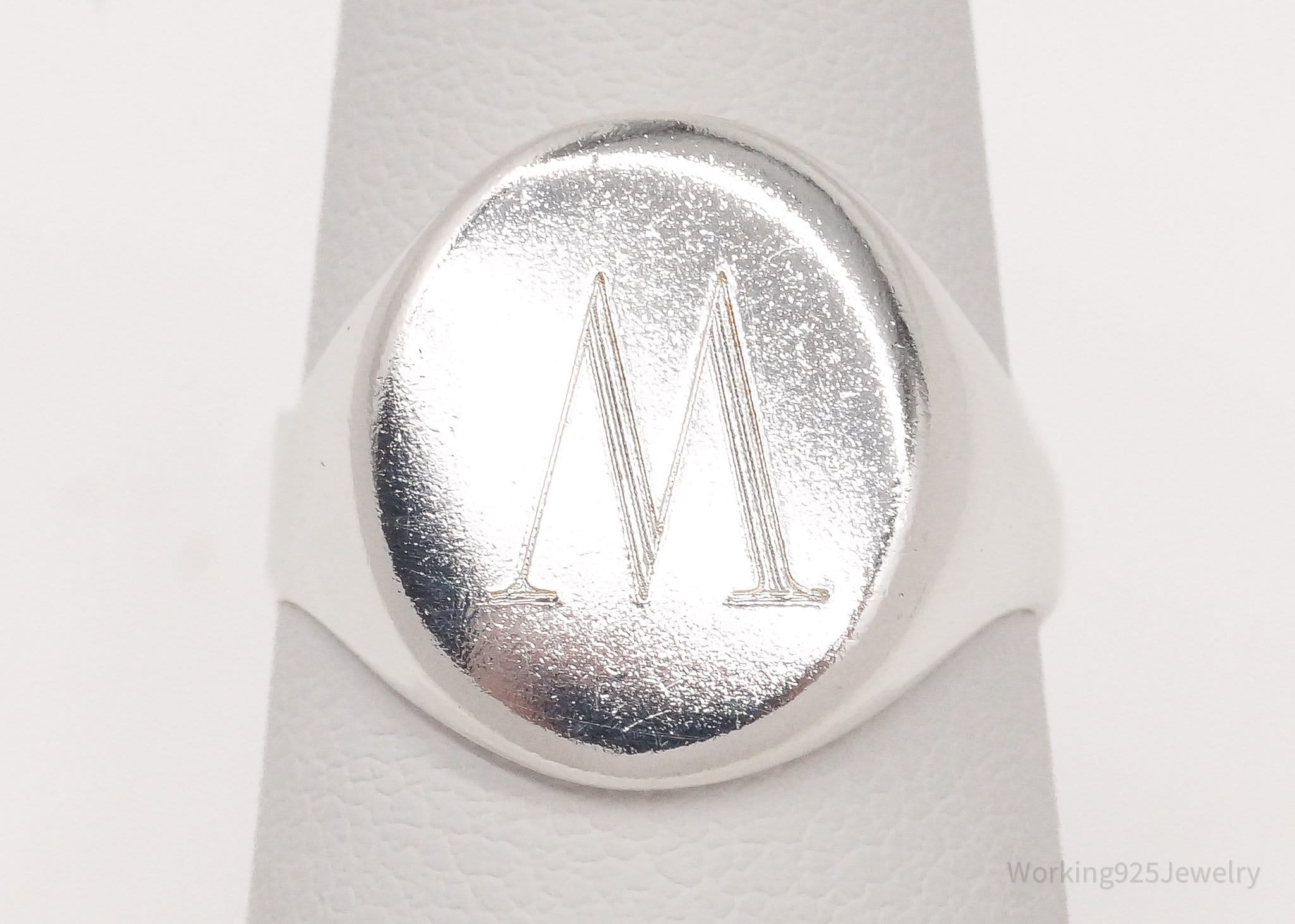 Vintage "W" "M" Letter Initial Sterling Silver Ring - Size 6