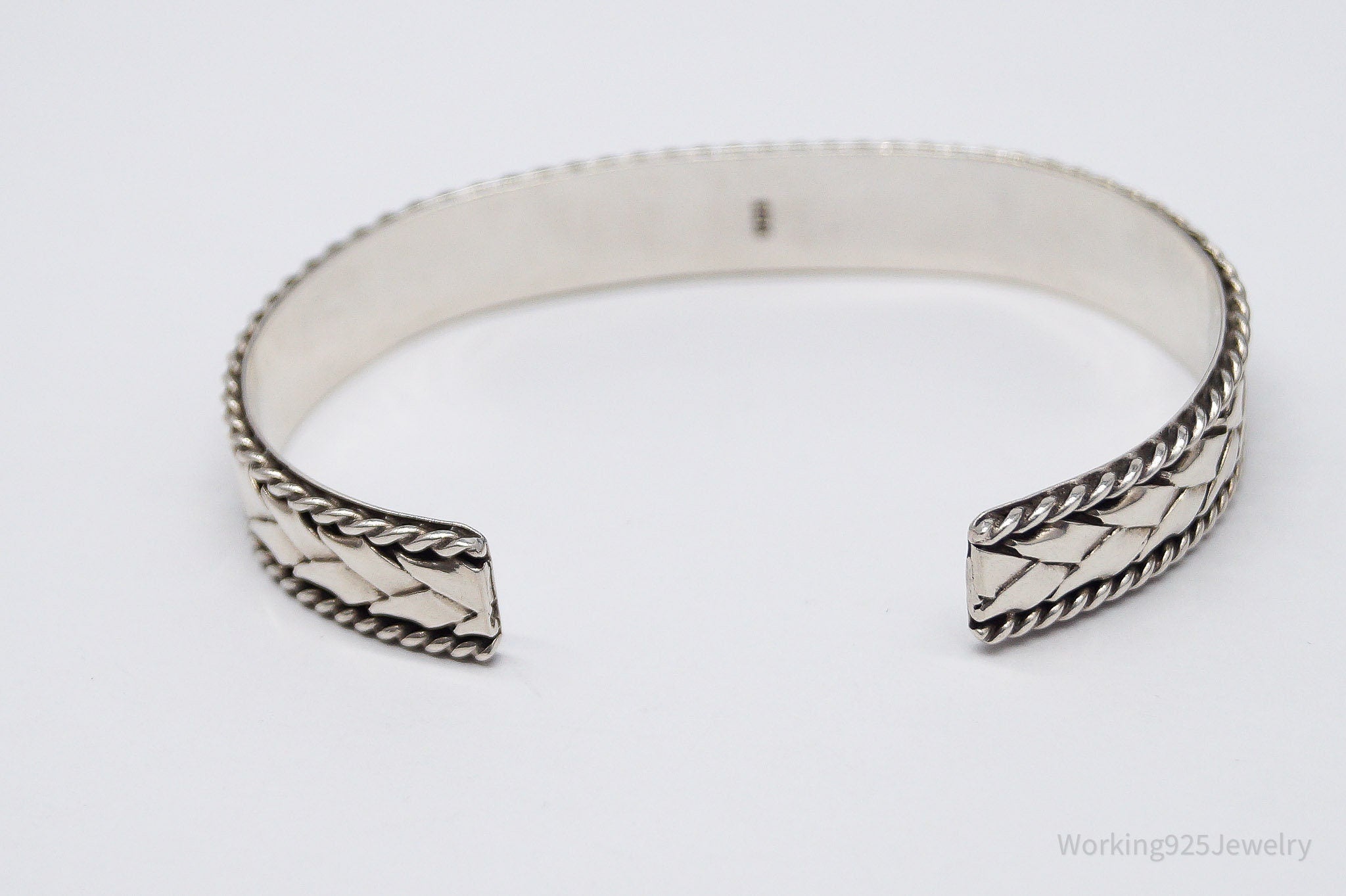 Vintage Southwestern Braid Sterling Silver Cuff Bracelet - 6 5/8"