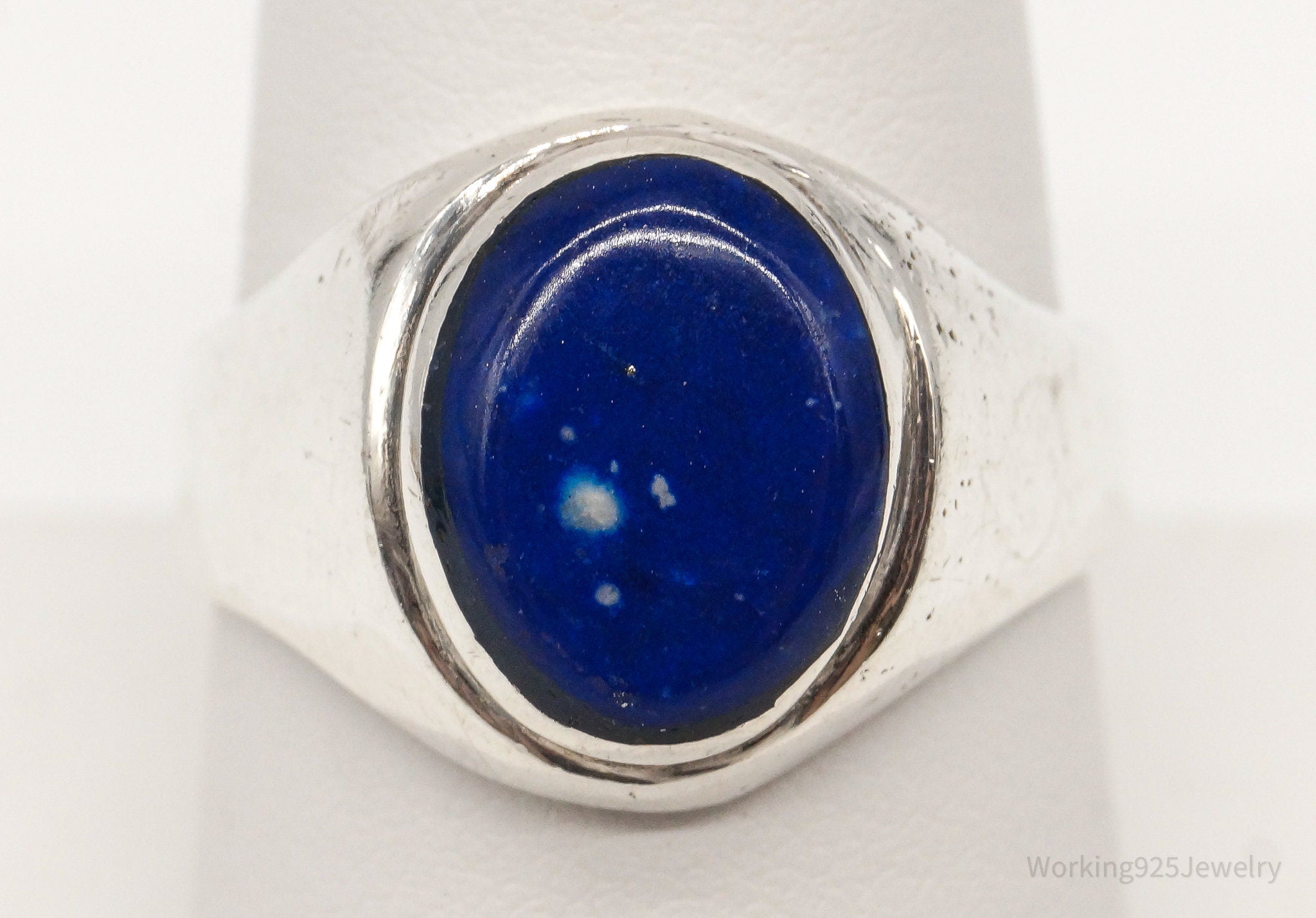 Vintage Mexico Blue Stone 950 Silver Ring - Size 9