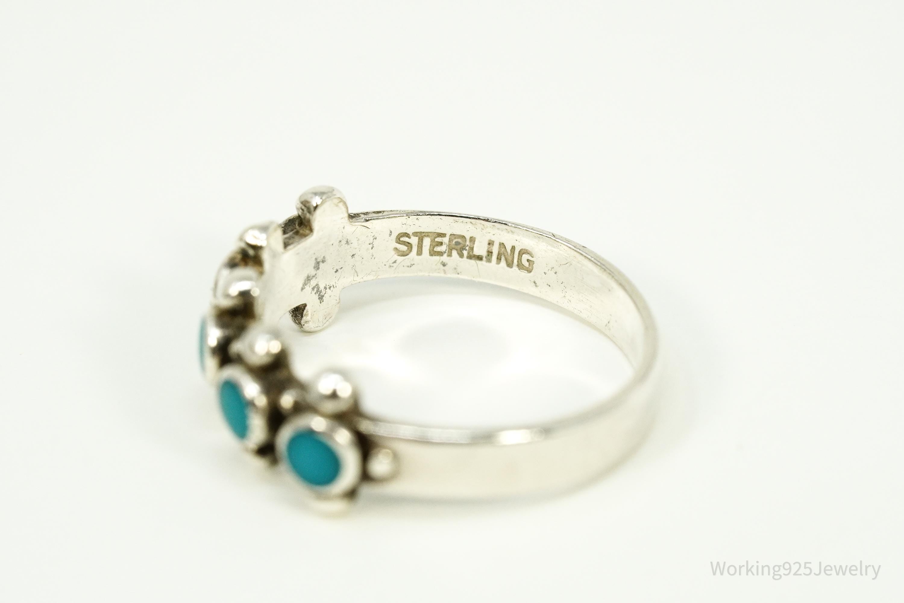 Vintage Handmade Native American Turquoise Sterling Silver Ring - Size 6.5