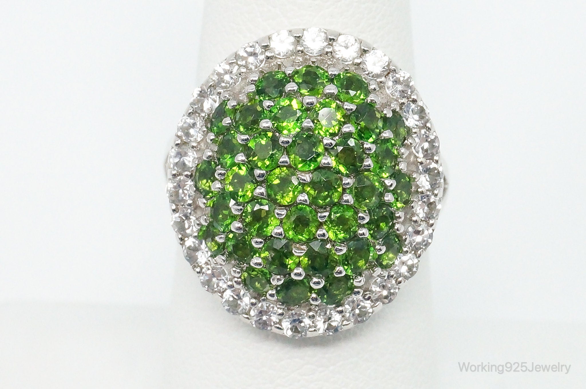 Vintage Peridot Cubic Zirconia Sterling Silver Ring - Size 7