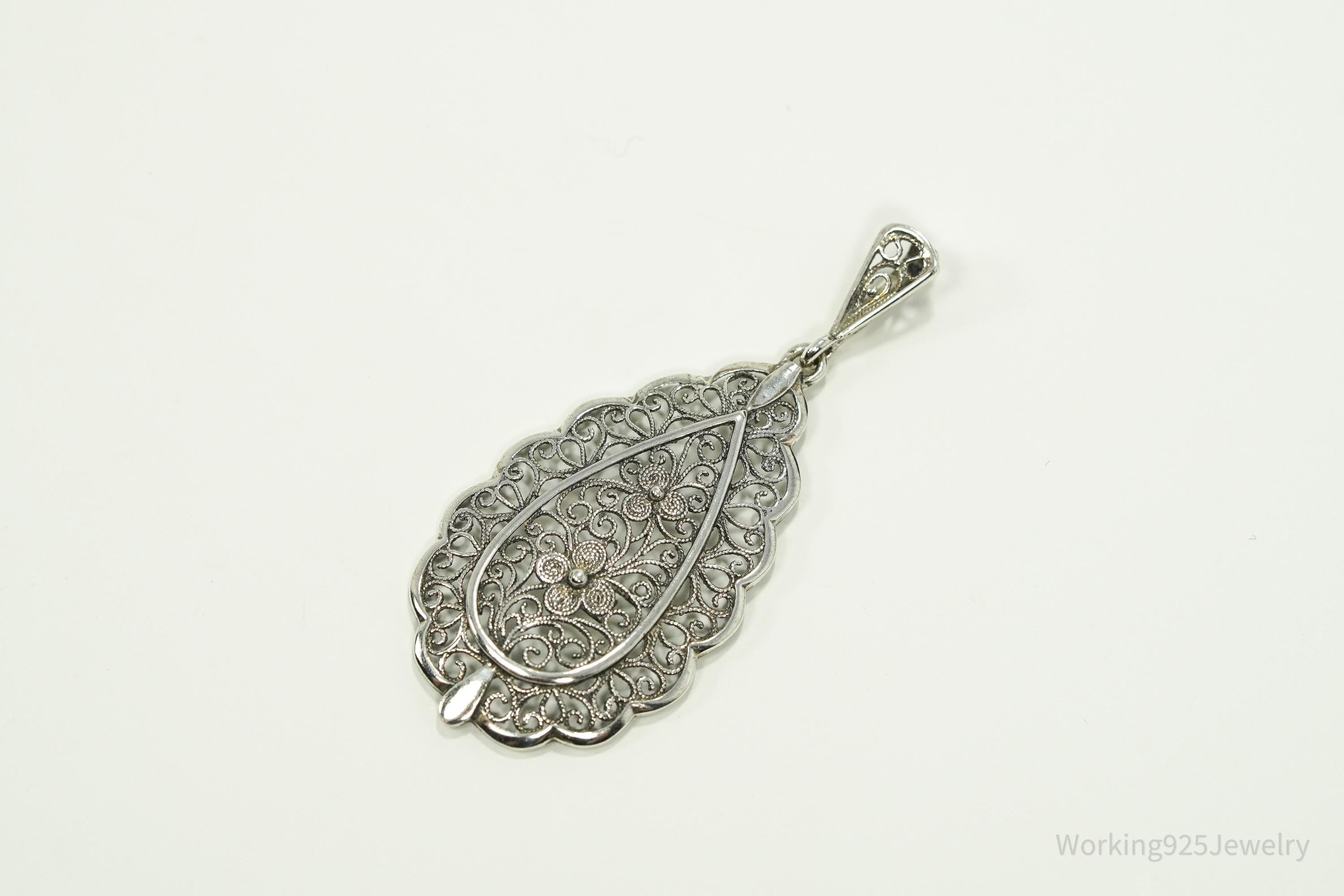 Vintage Scandinavian Ornate 835S Silver Pendant