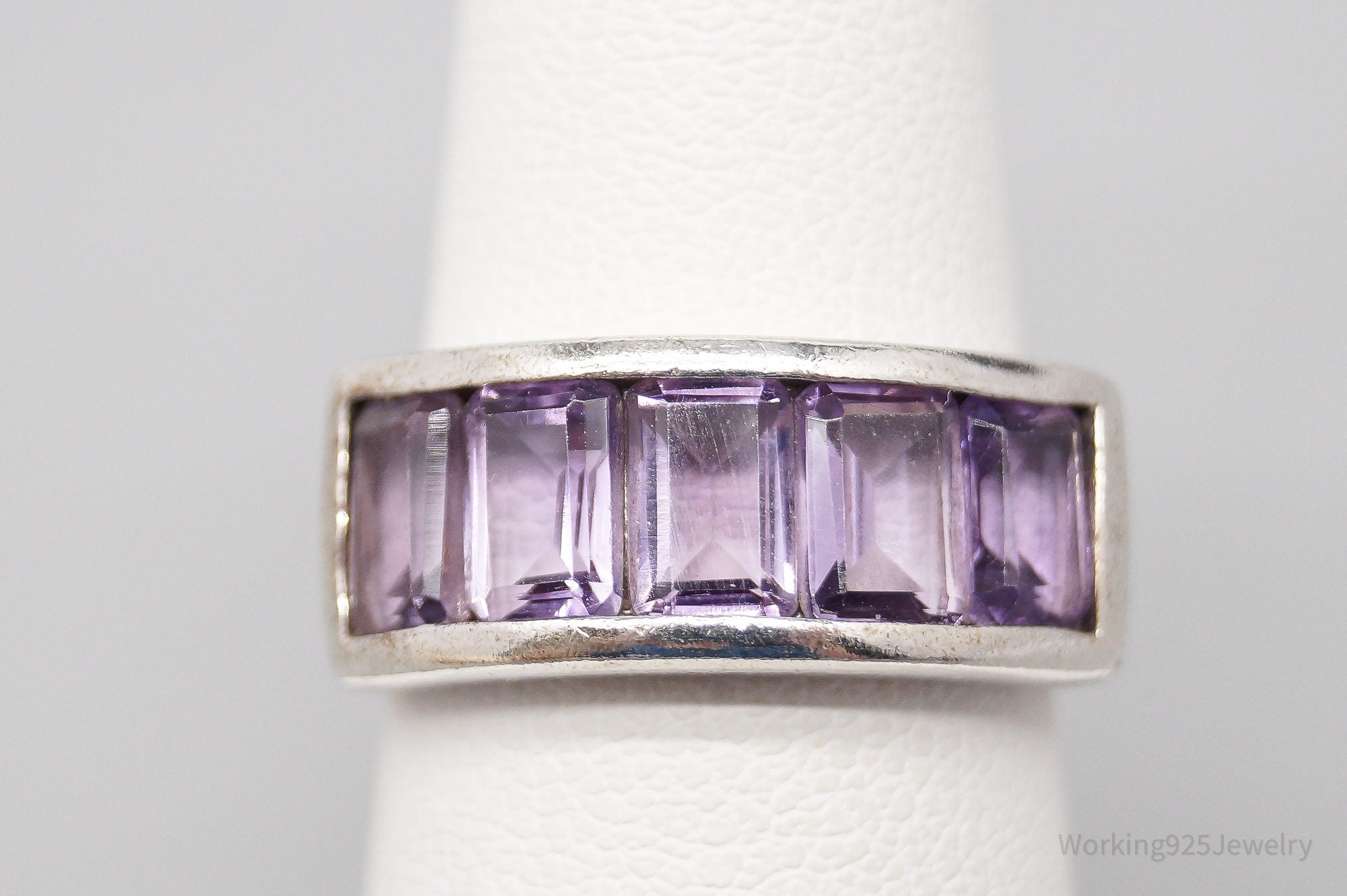 Vintage Designer RJ Amethyst Sterling Silver Ring - Size 6