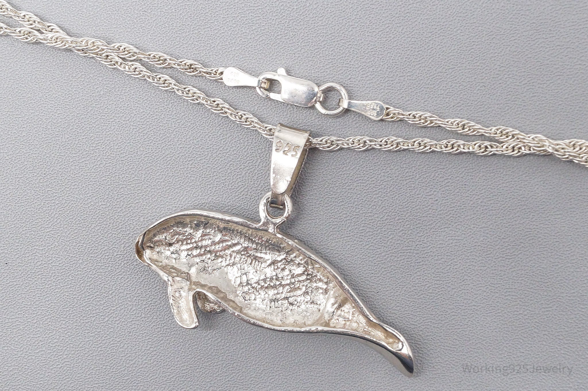 Vintage Manatee Sterling Silver Necklace 30"