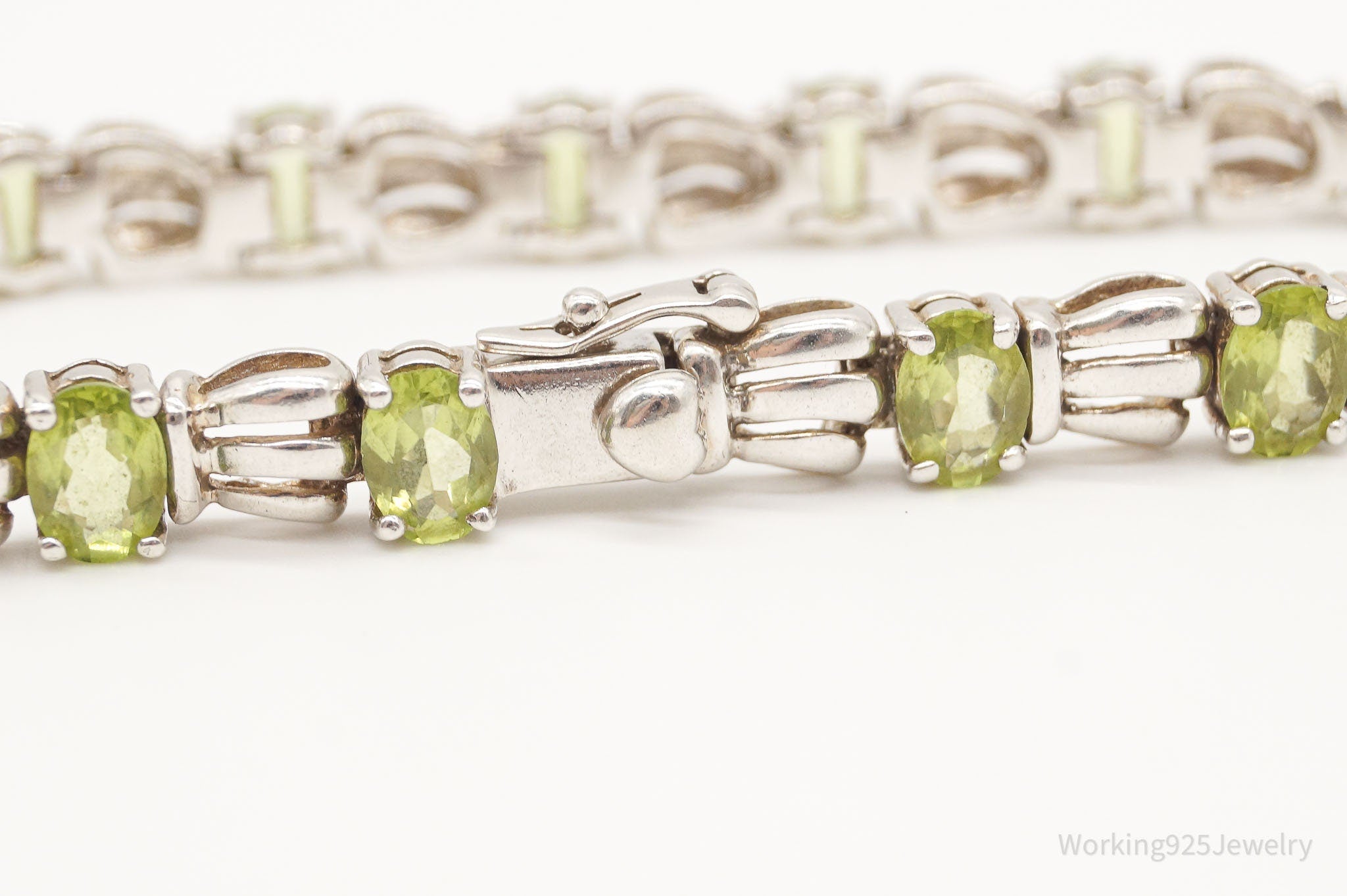 Vintage Peridot Art Deco Sterling Silver Bracelet