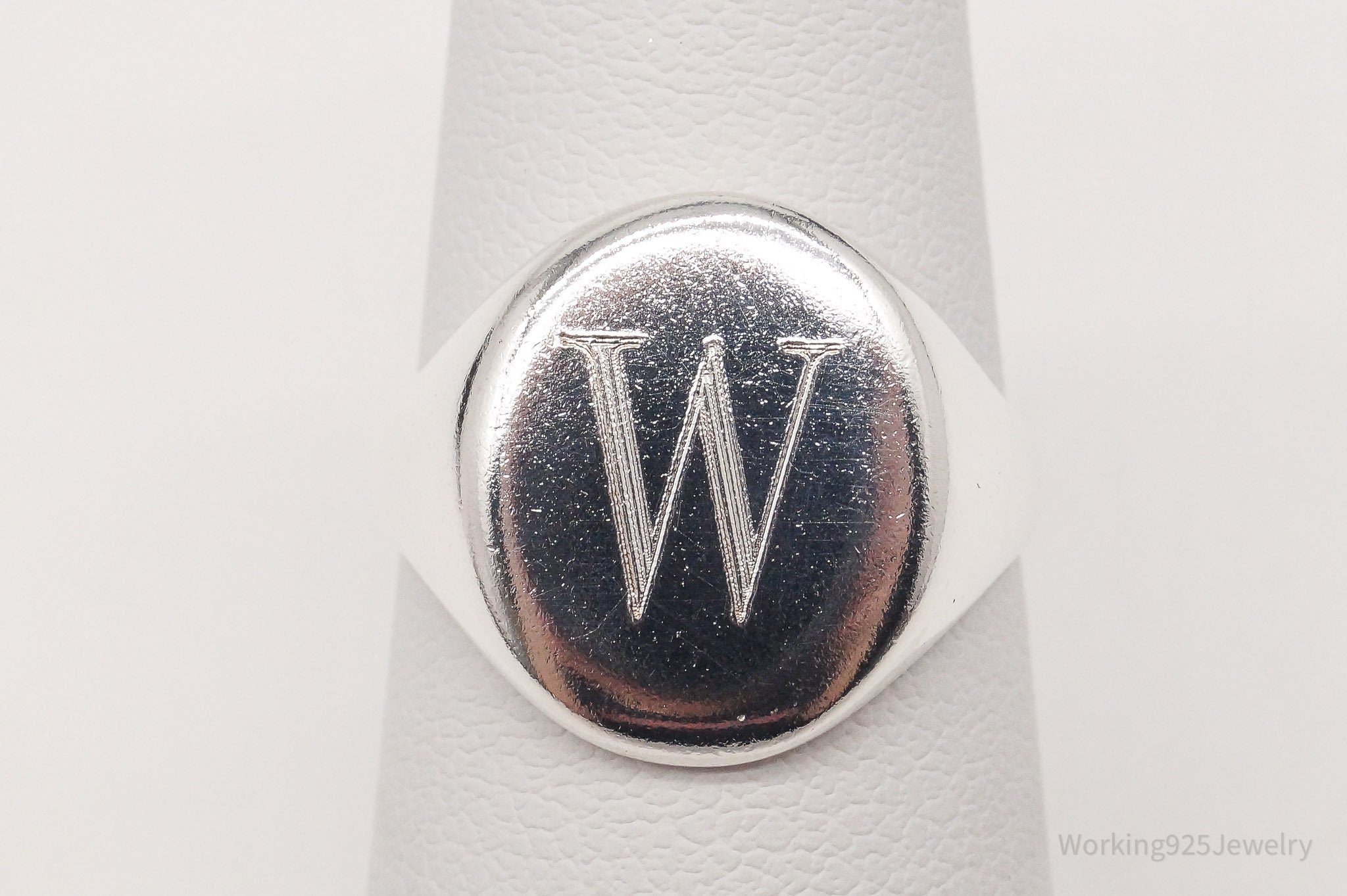 Vintage "W" "M" Letter Initial Sterling Silver Ring - Size 6