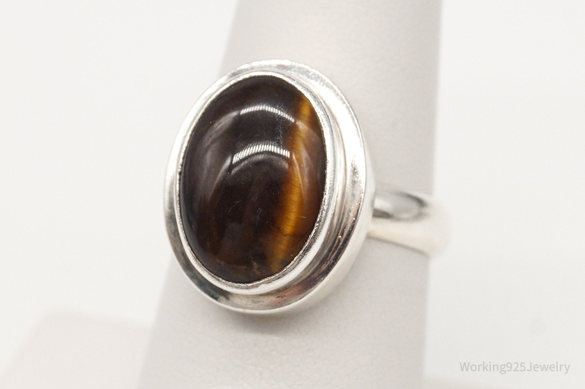 Vintage Tigers Eye Sterling Silver Ring - Size 7