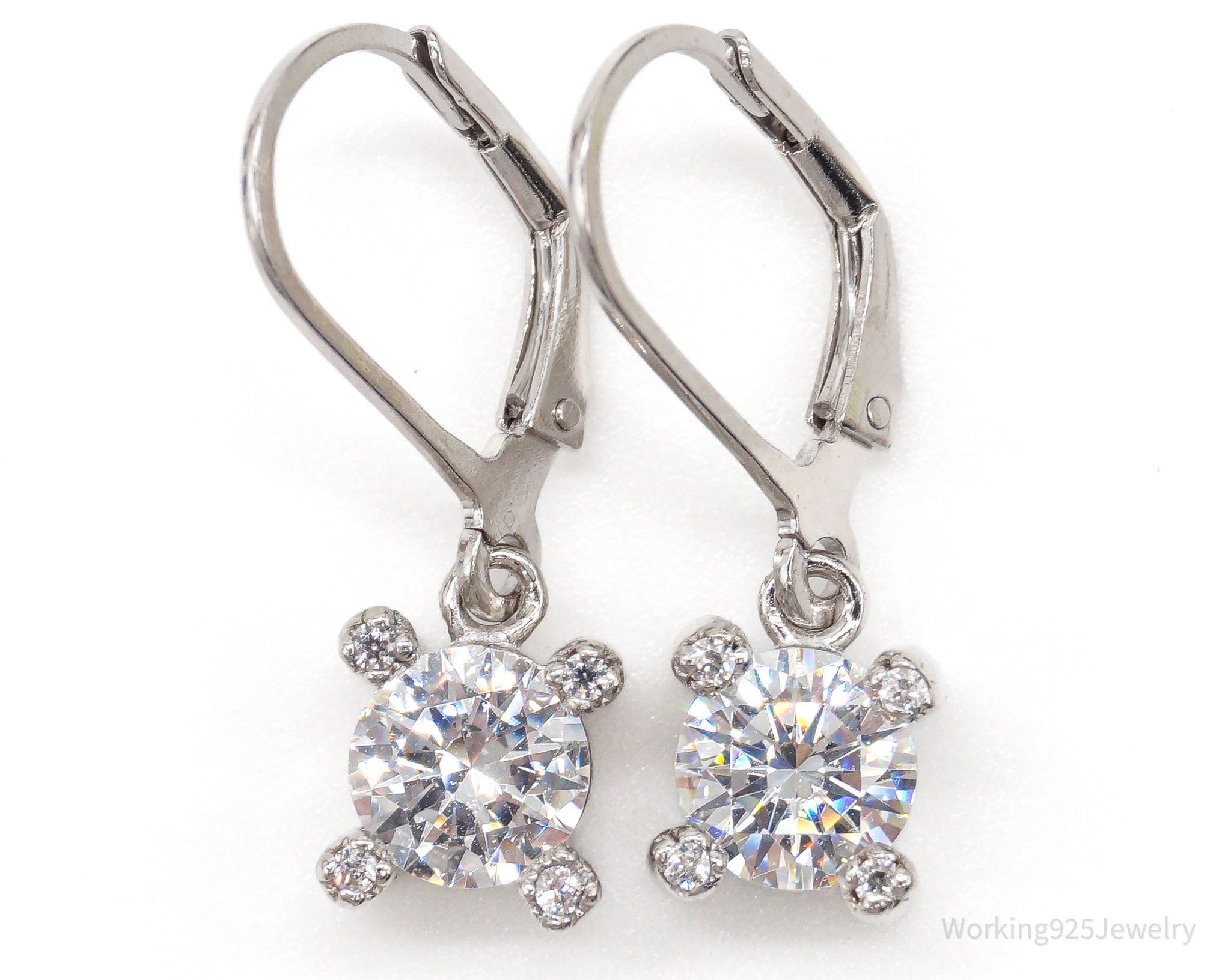 Vintage White Cubic Zirconia Sterling Silver Earrings