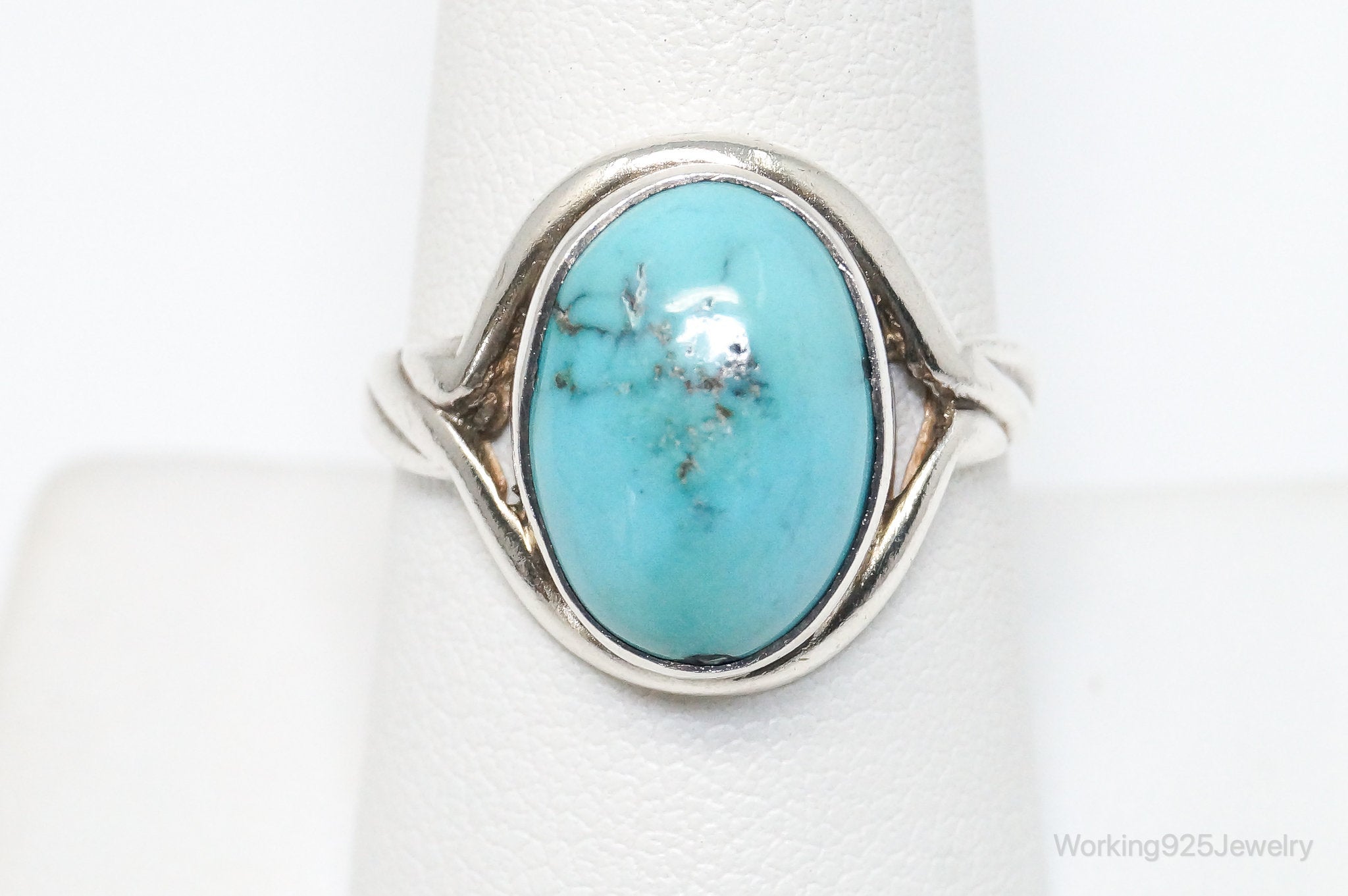 Vintage Turquoise Sterling Silver Ring - SZ 8.75