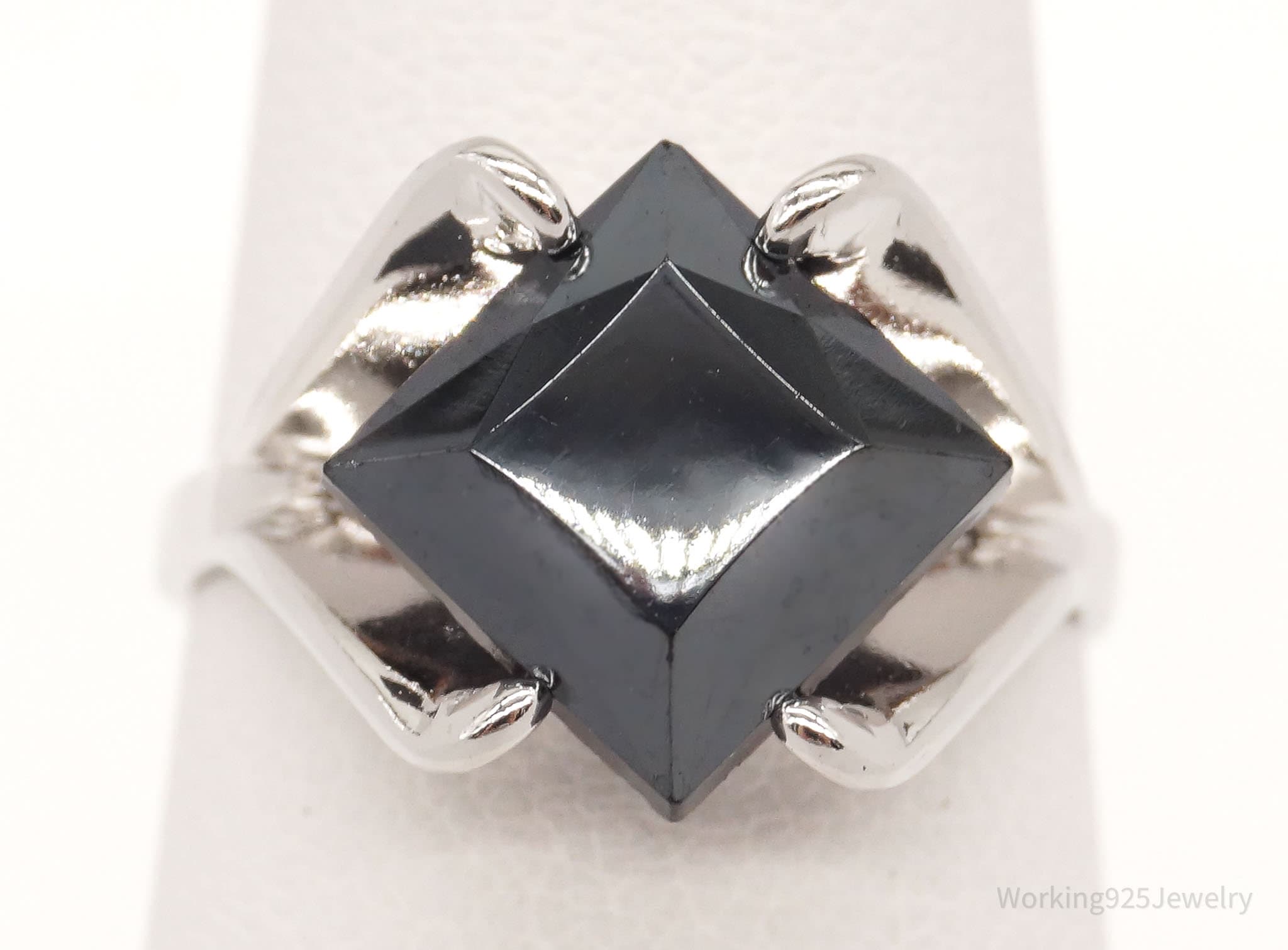 Vintage Espo Hematite Sterling Silver Ring - Size 4.75