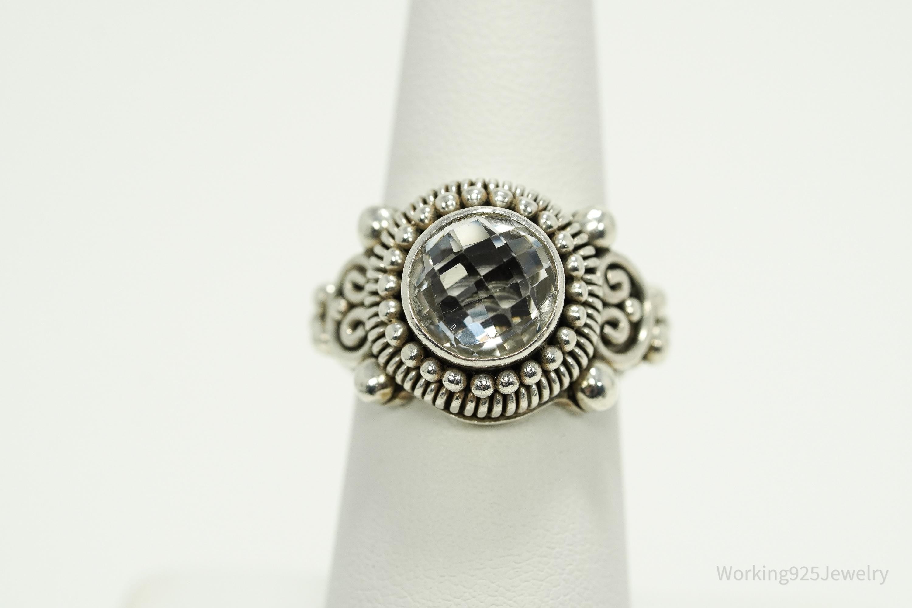 Vintage BA Suarti Crystal Sterling Silver Ring Size 7.25