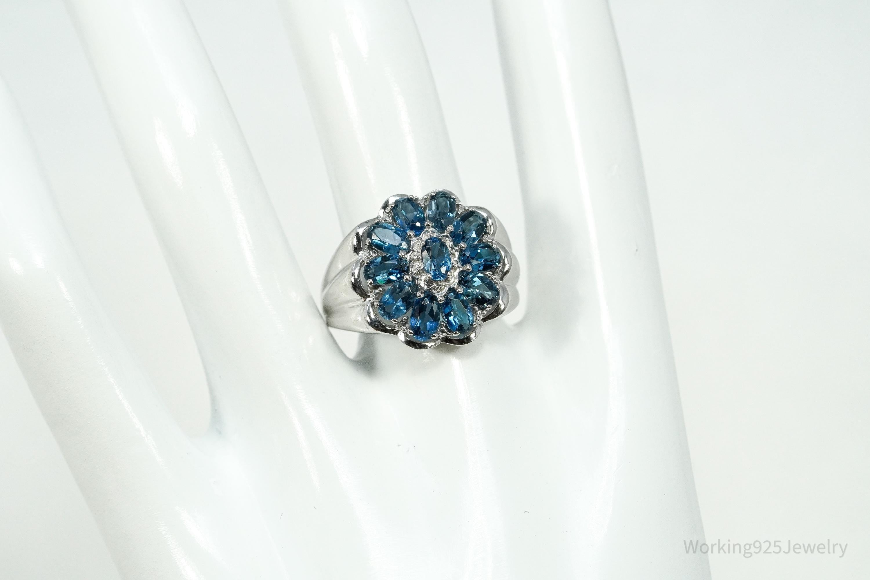 Vintage Heng Ngai London Blue Topaz Sterling Silver Ring - Size 8