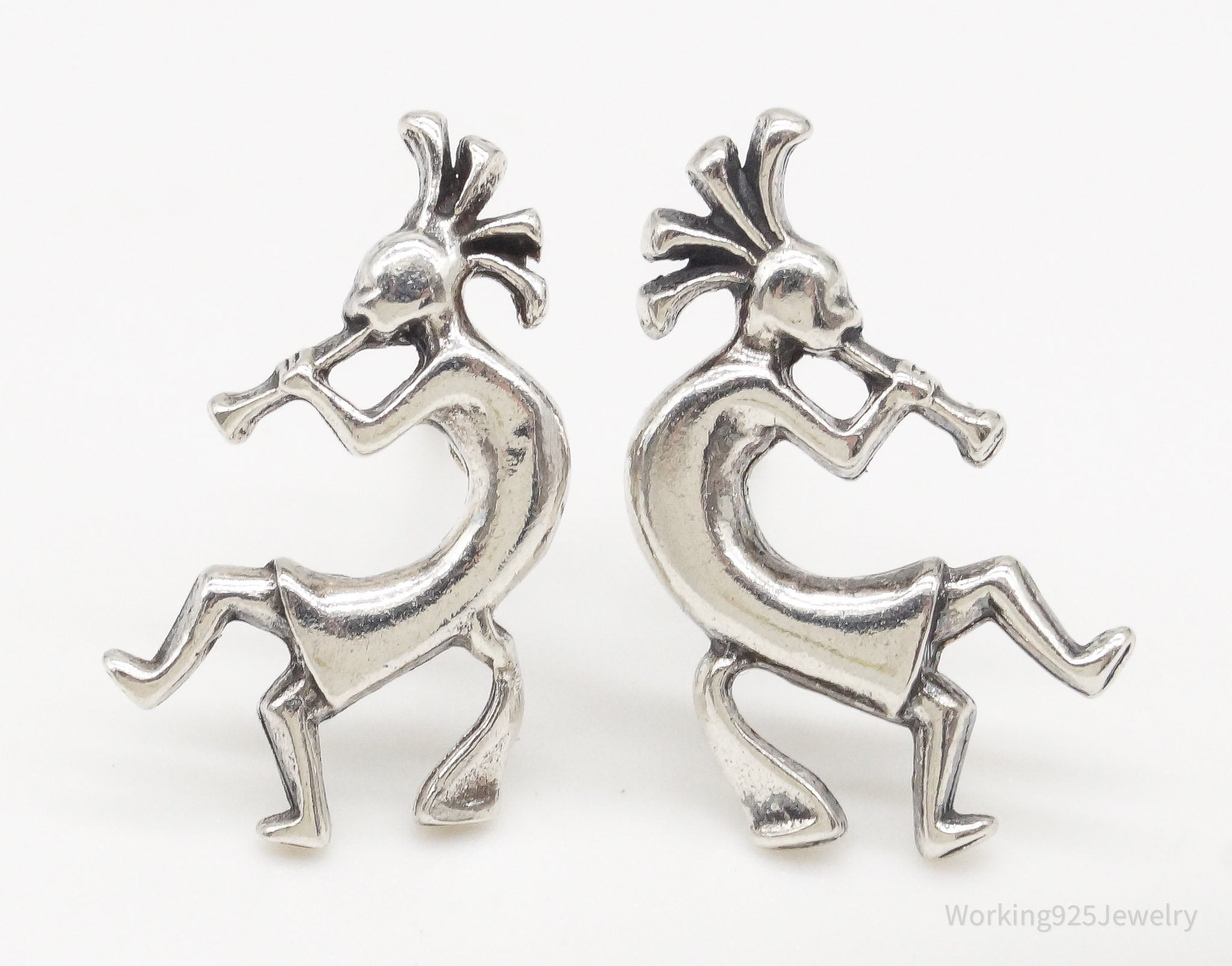 Vintage Native American Dancing Kokopelli Sterling Silver Earrings