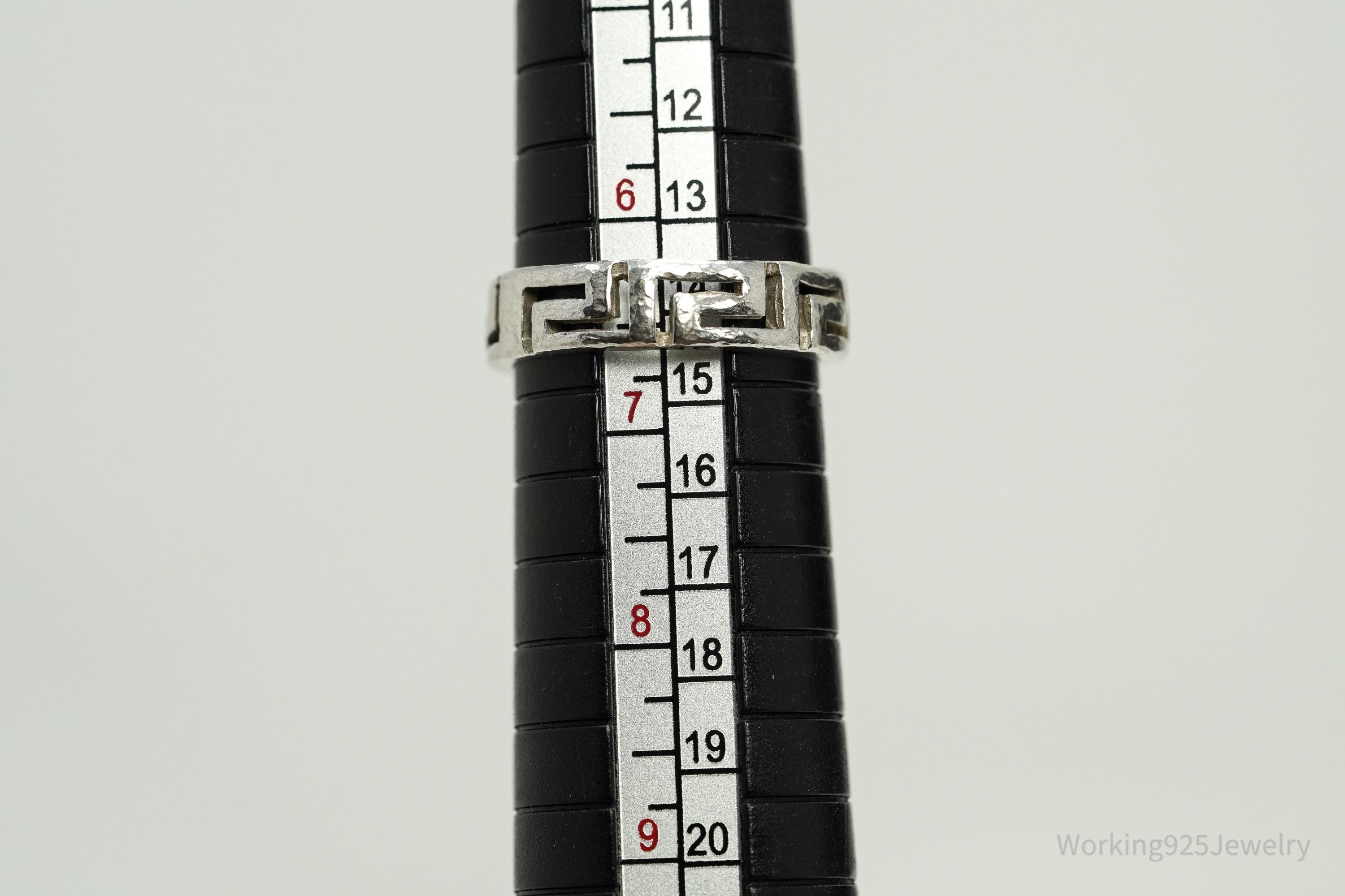 Vintage Greek Key Sterling Silver Band Ring - Size 6.5