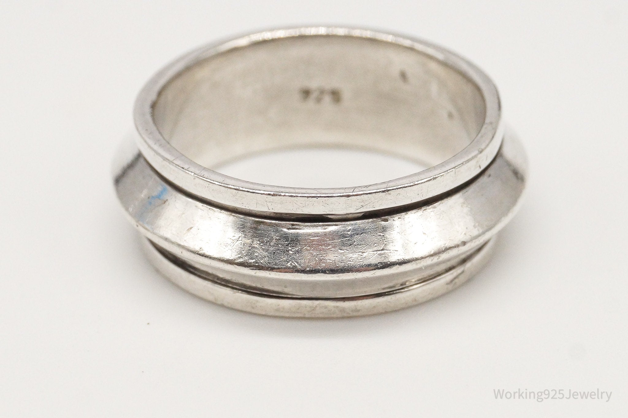 Vintage Modernist Sterling Silver Spinner Ring - Size 9.5