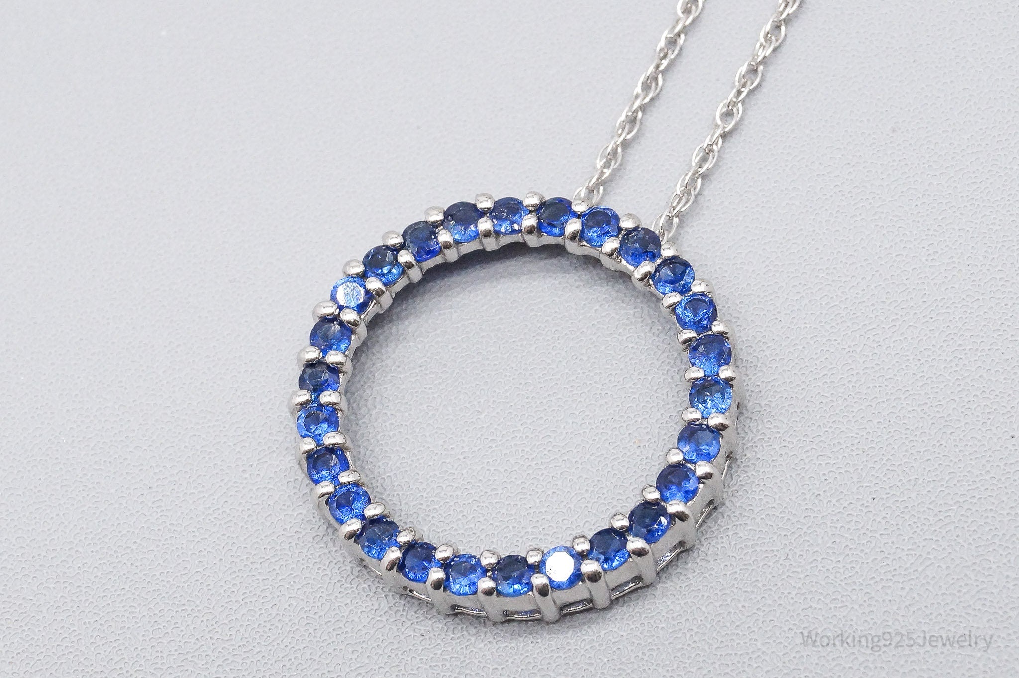 Vintage Sapphire Sterling Silver Necklace 18"