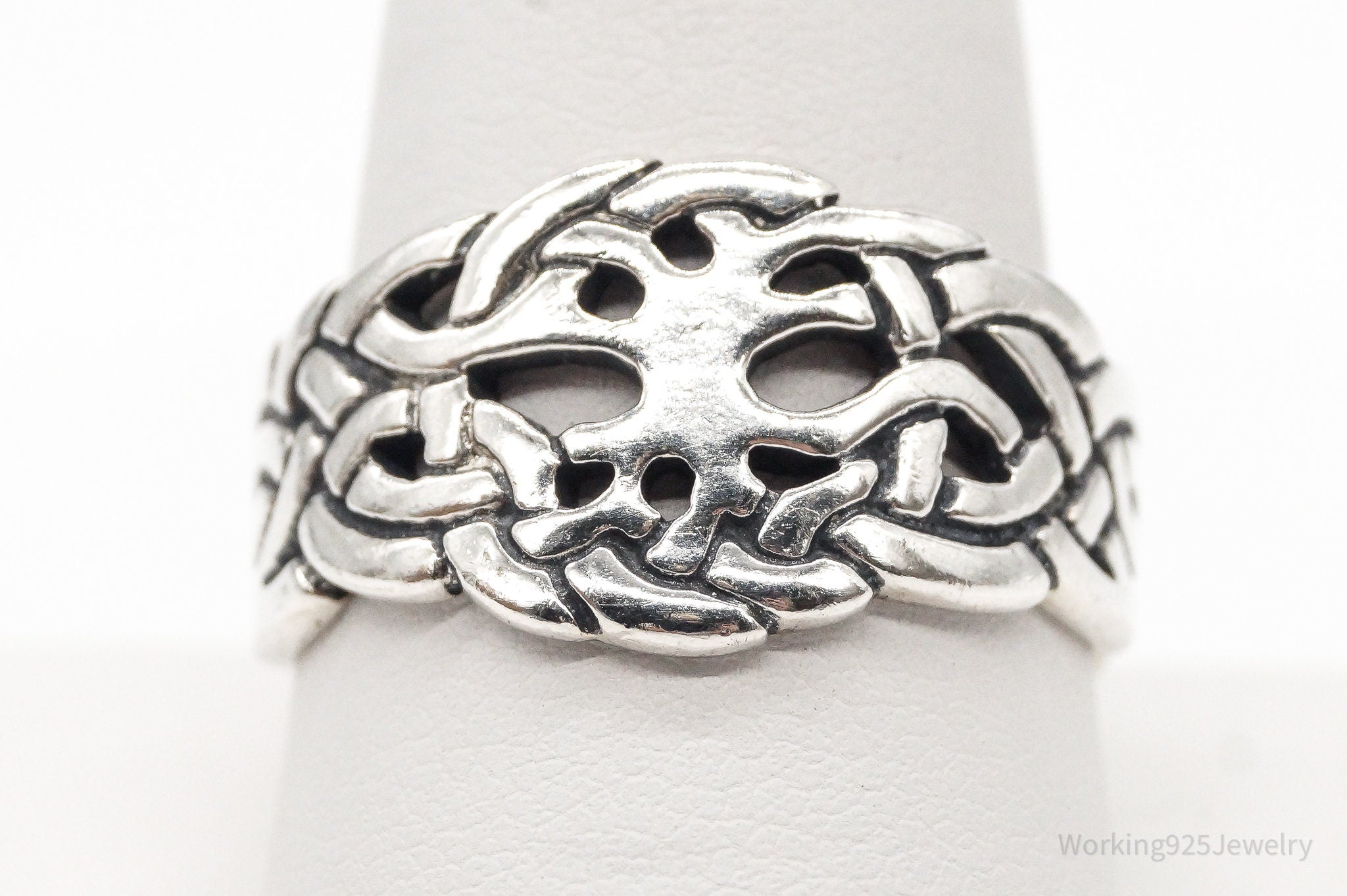 Vintage Tree Of Life Celtic Knot Design Sterling Silver Ring - Size 10