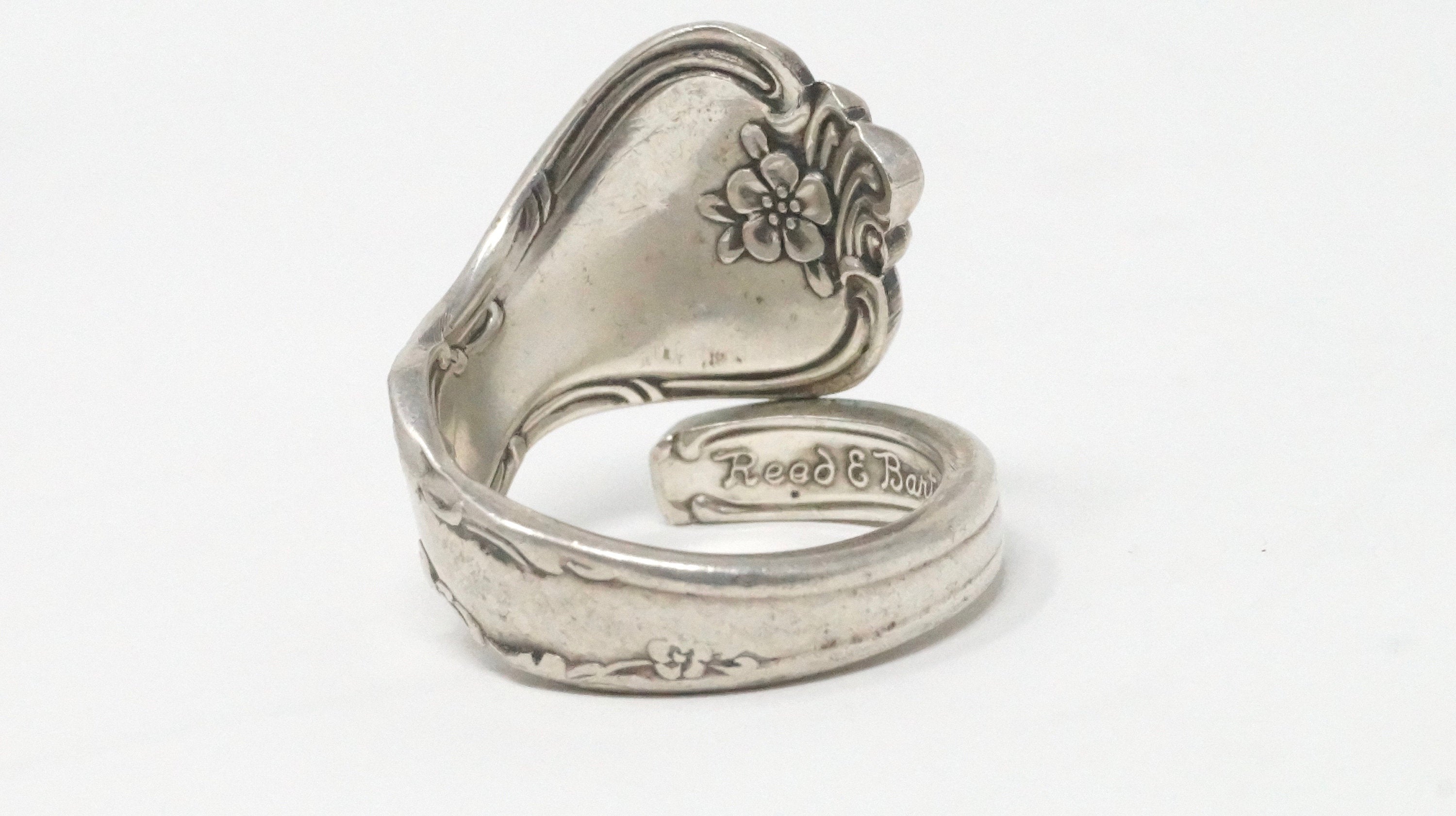 Vintage Reed & Barton Floral Art Nouveau Sterling Silver Spoon Ring Size 5