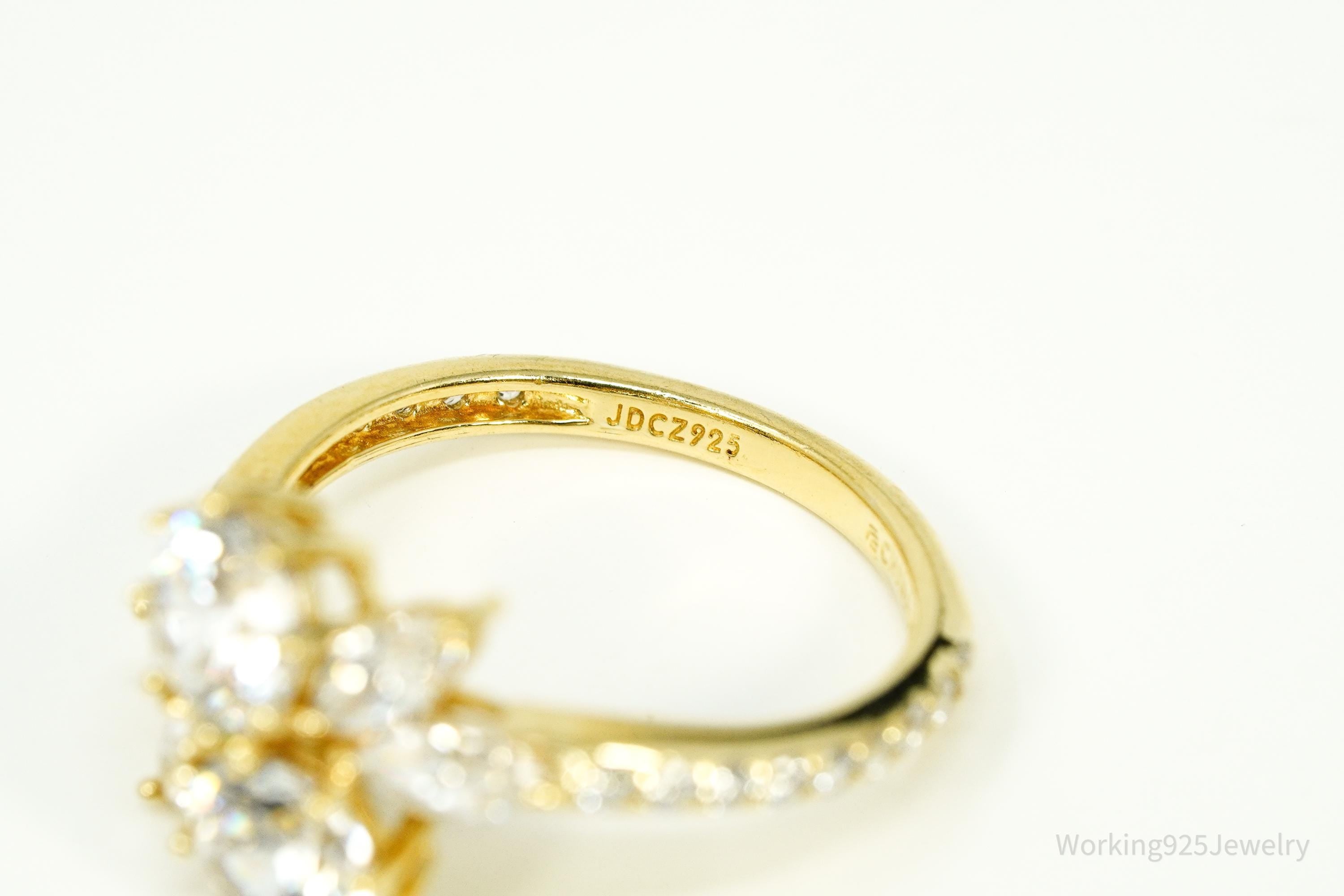 Vintage Jean Dousset Cubic Zirconia Gold Vermeil Sterling Silver Ring - Size 10.25